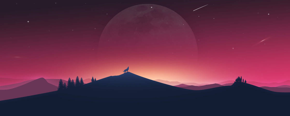 1200x480 嚎叫的狼 壁纸