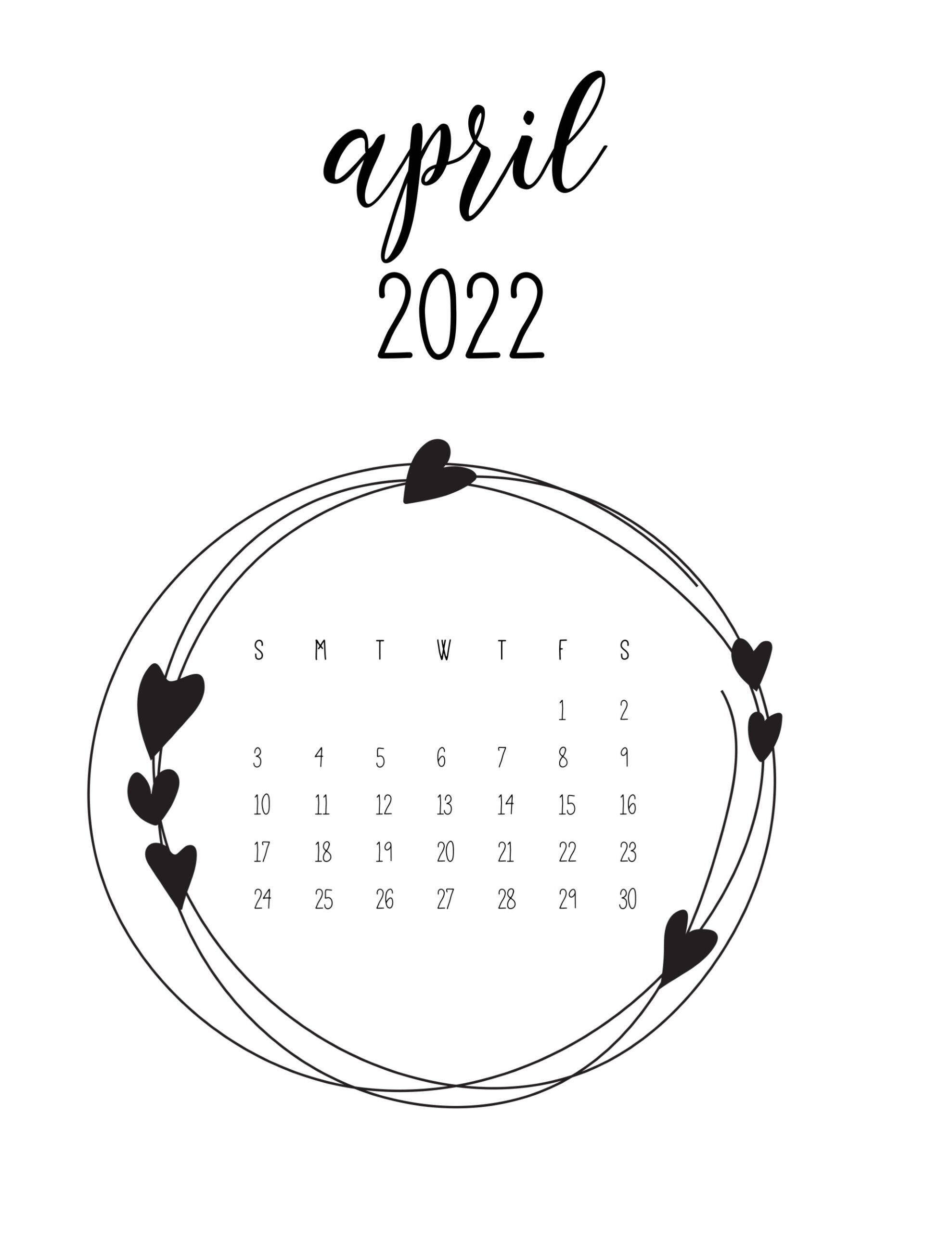 2022年4月黑白日历 壁纸