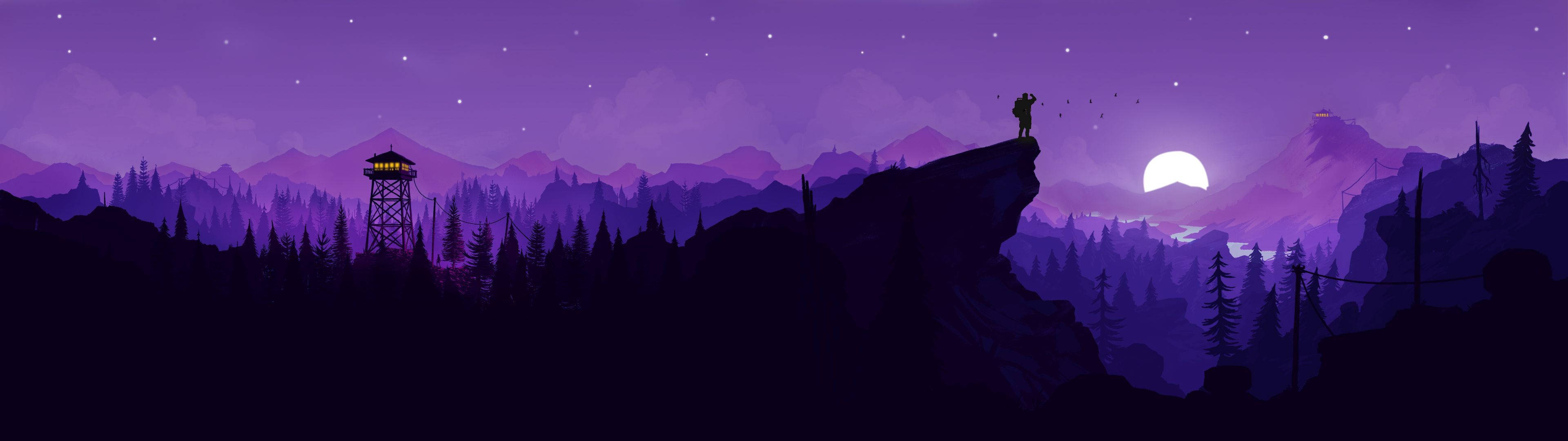3840x1080 4K 紫色山脉 壁纸