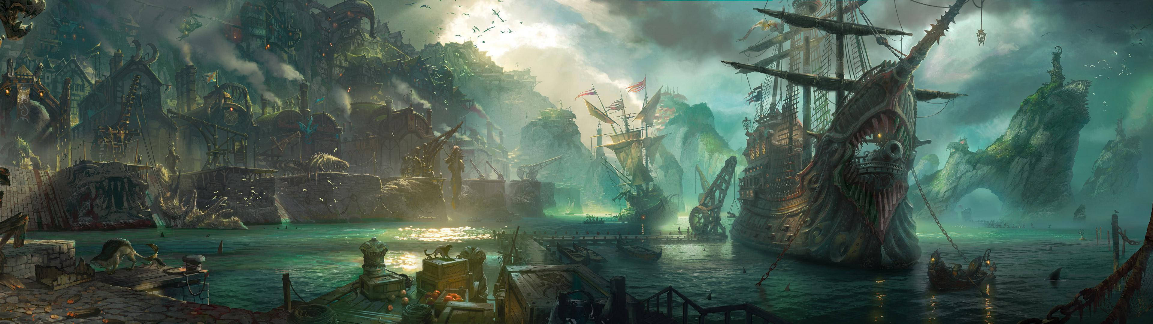3840x1080高清双屏海盗船 壁纸