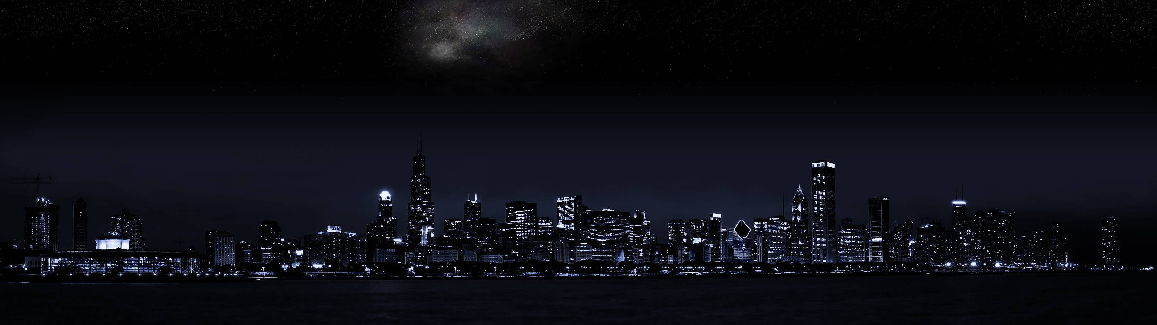 3840x1080 HD双屏夜景 壁纸