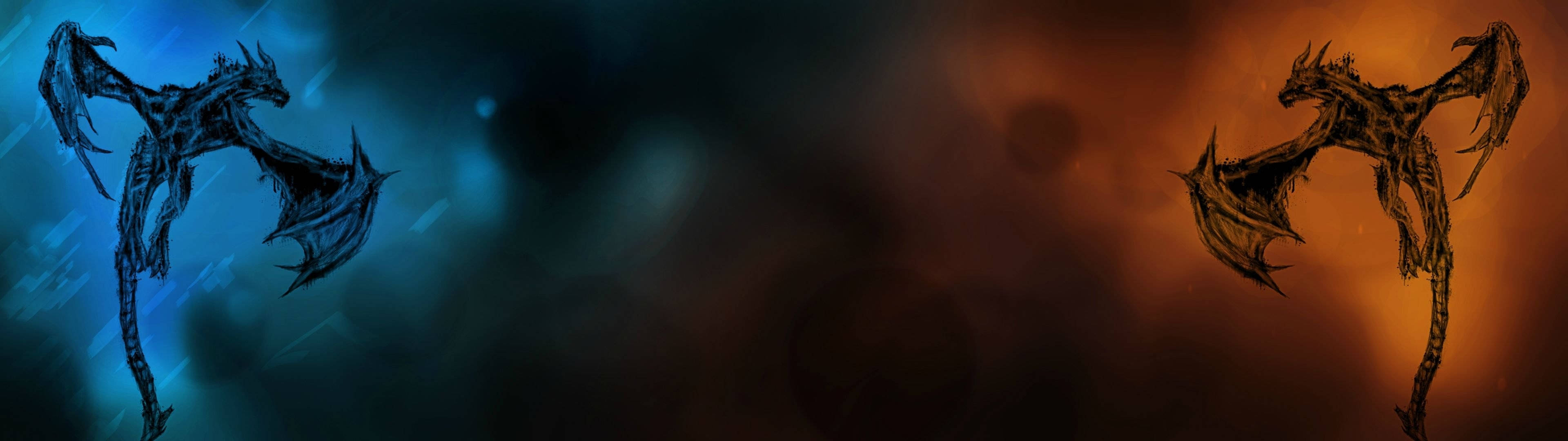 3840x1080高清双屏龙壁纸 壁纸