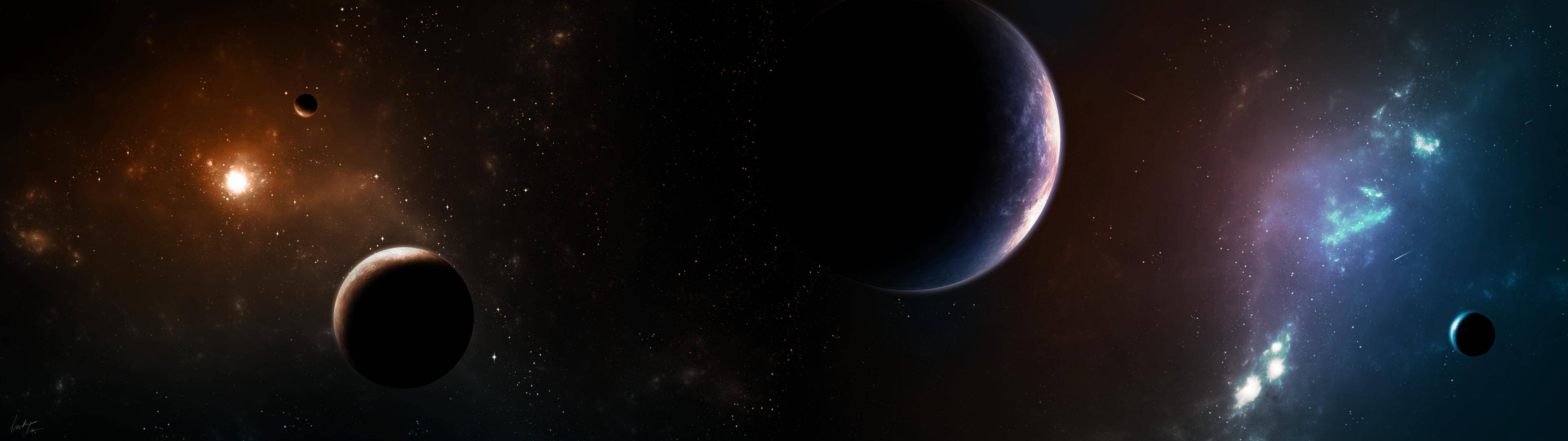 3840x1080高清双屏银河壁纸 壁纸