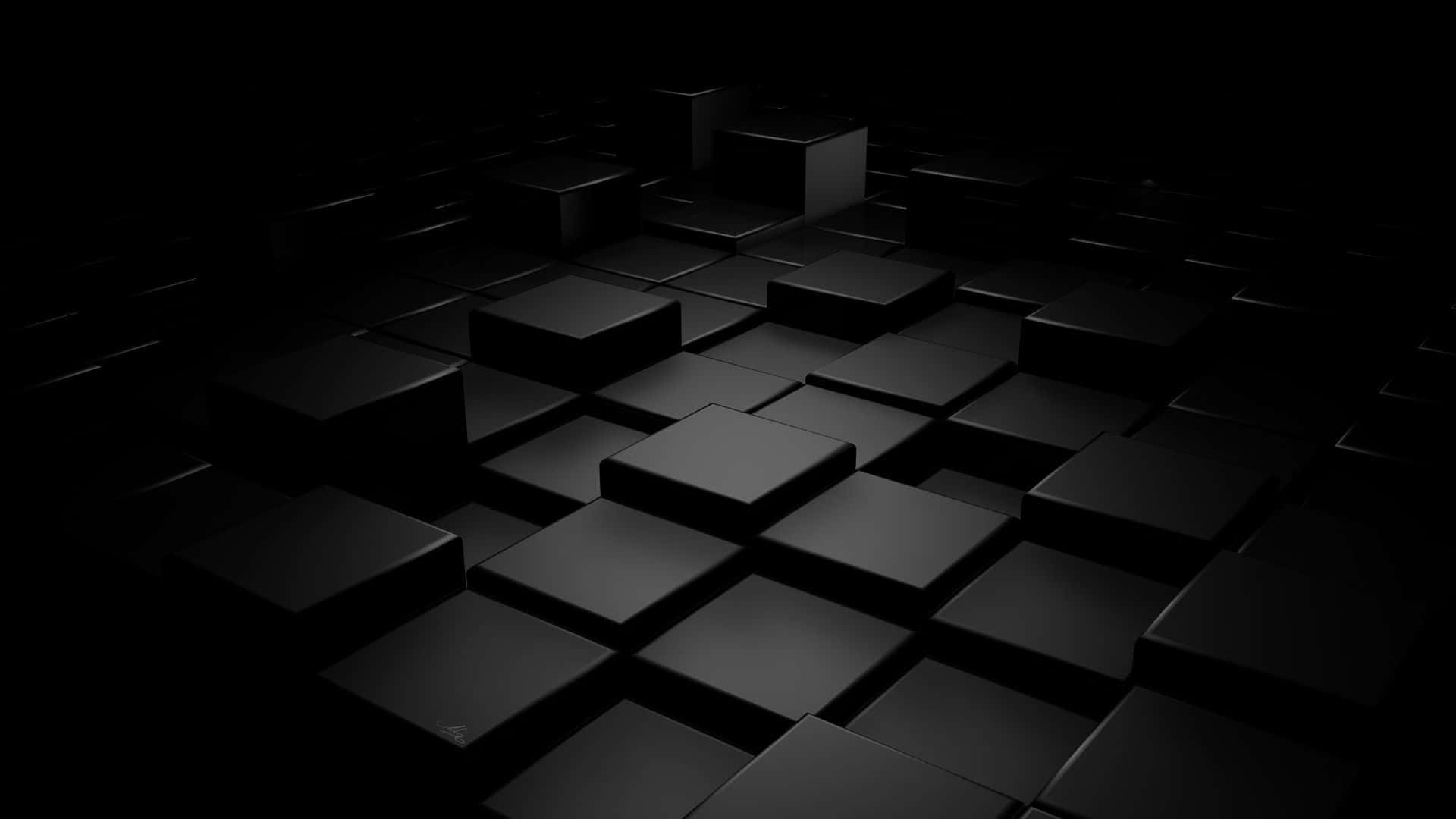 黑色背景中融合的3D立方体 壁纸