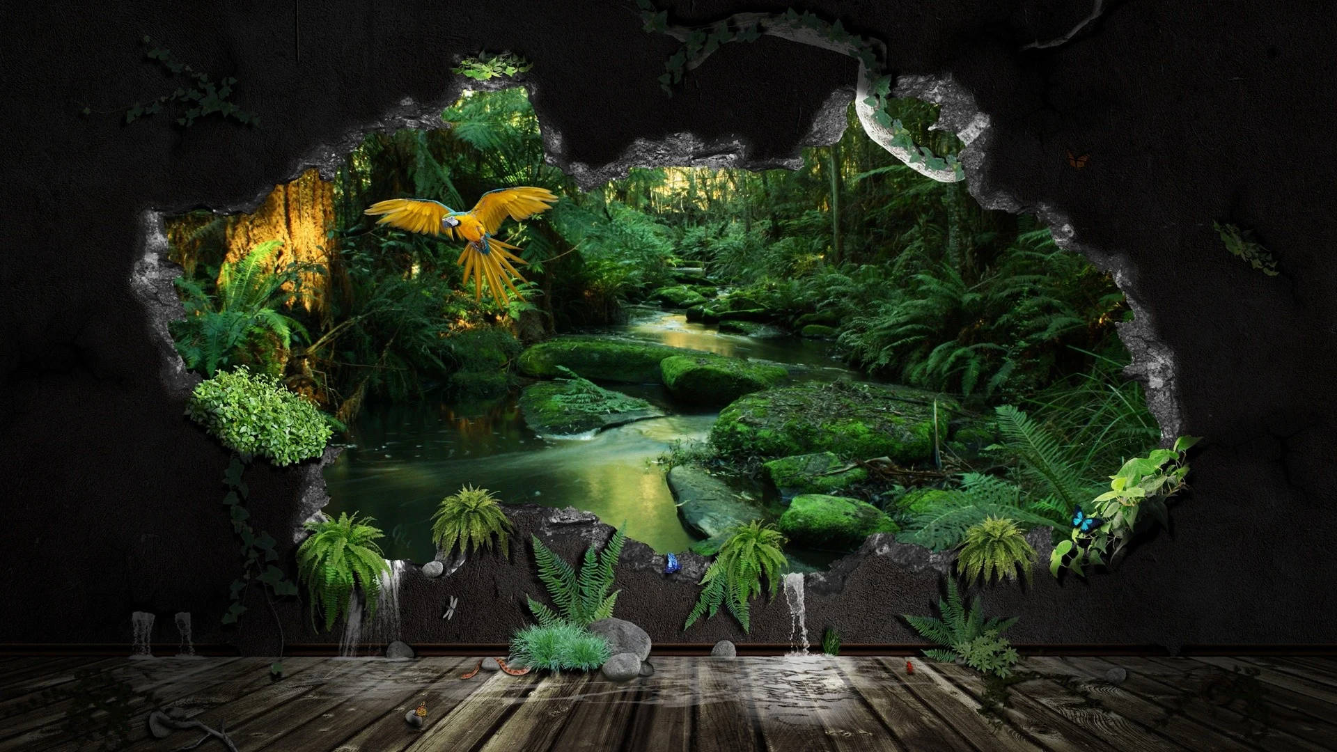 3D森林景观壁画 壁纸