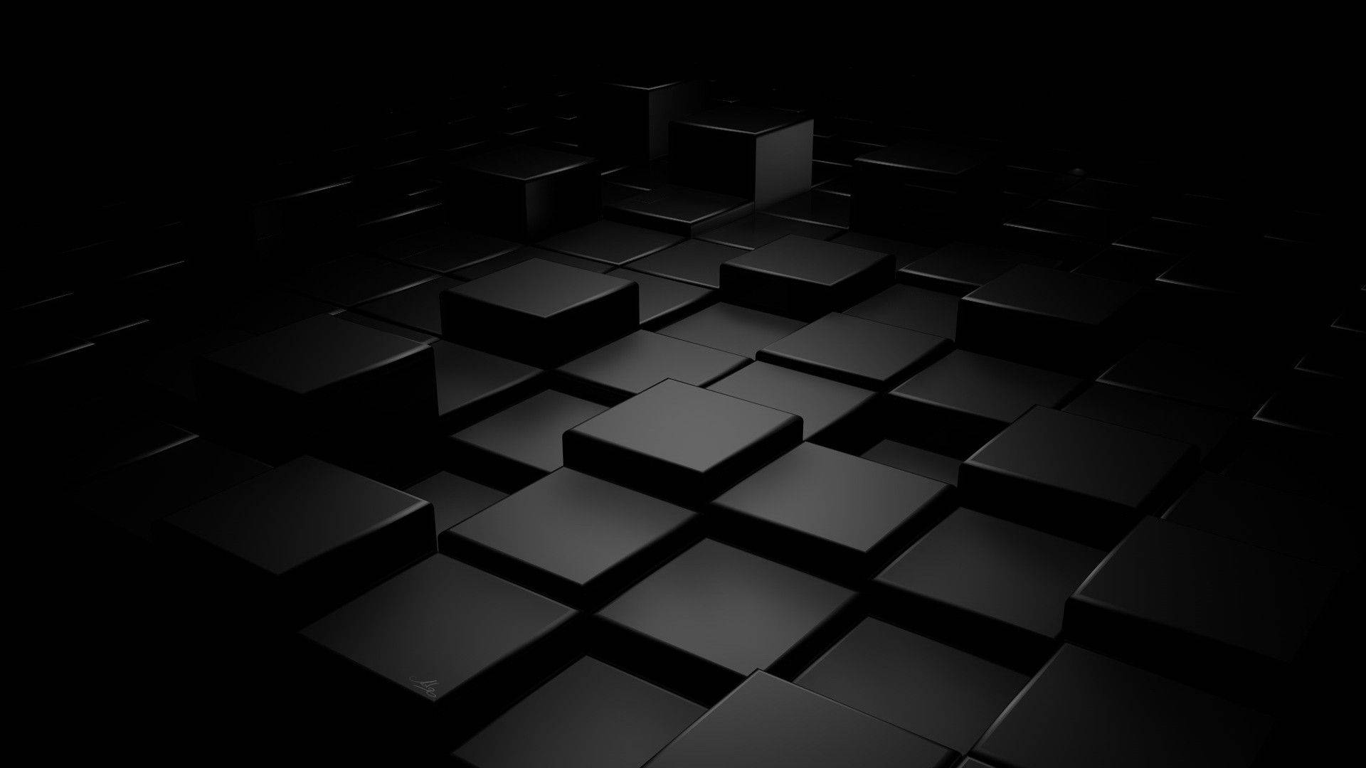 黑色立体方块3D 壁纸