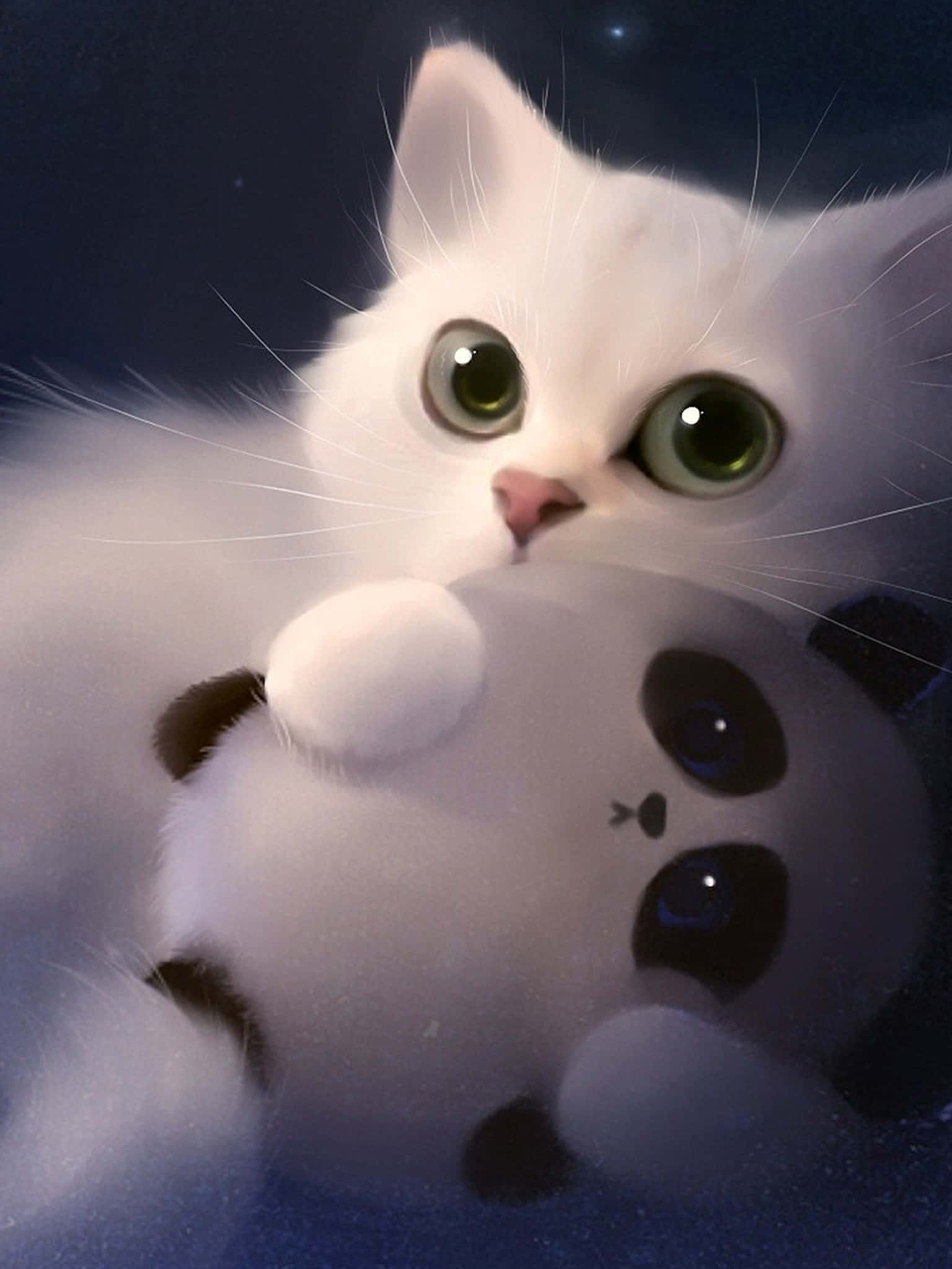 可爱白色3D猫咪 壁纸