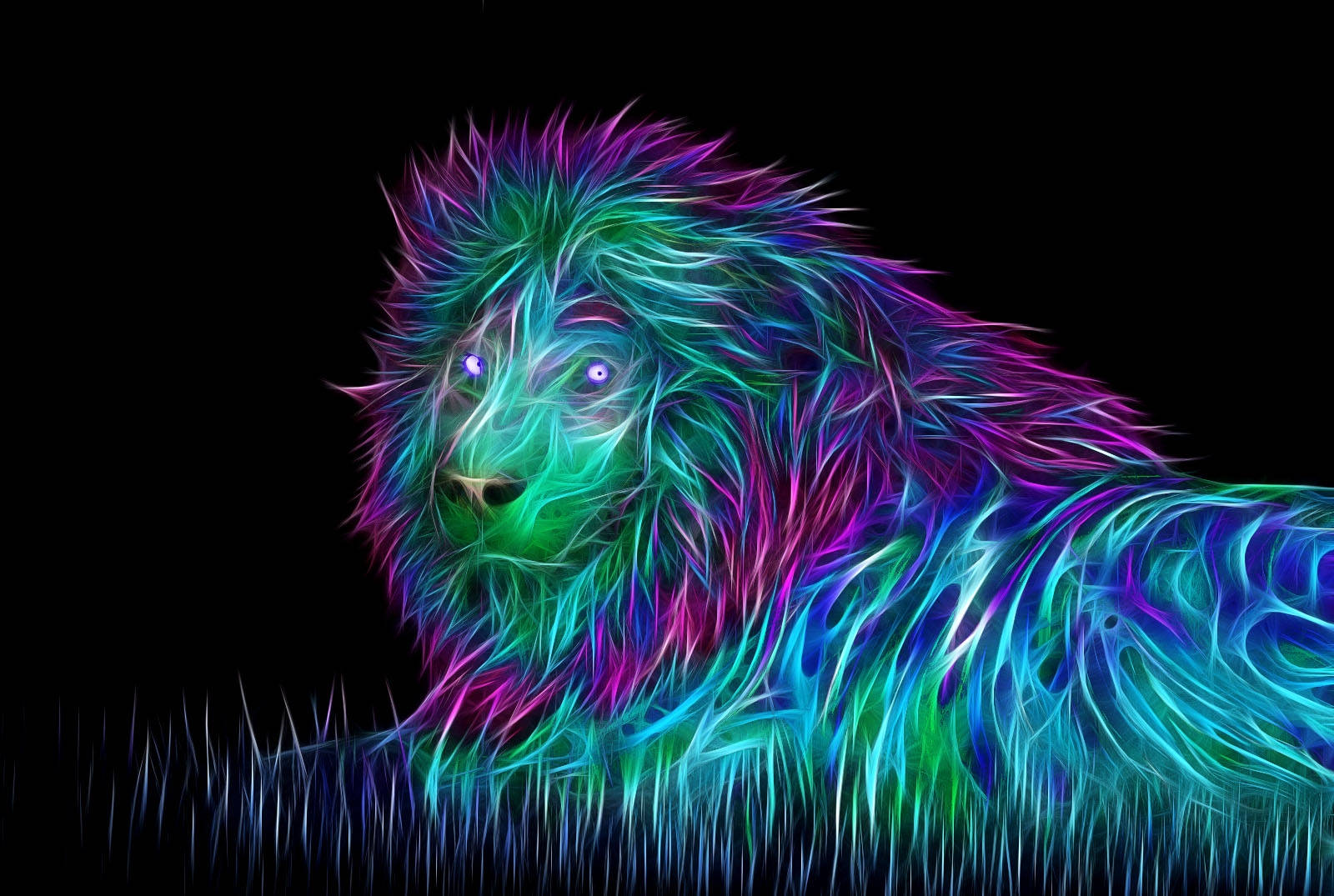 3D霓虹狮子 壁纸