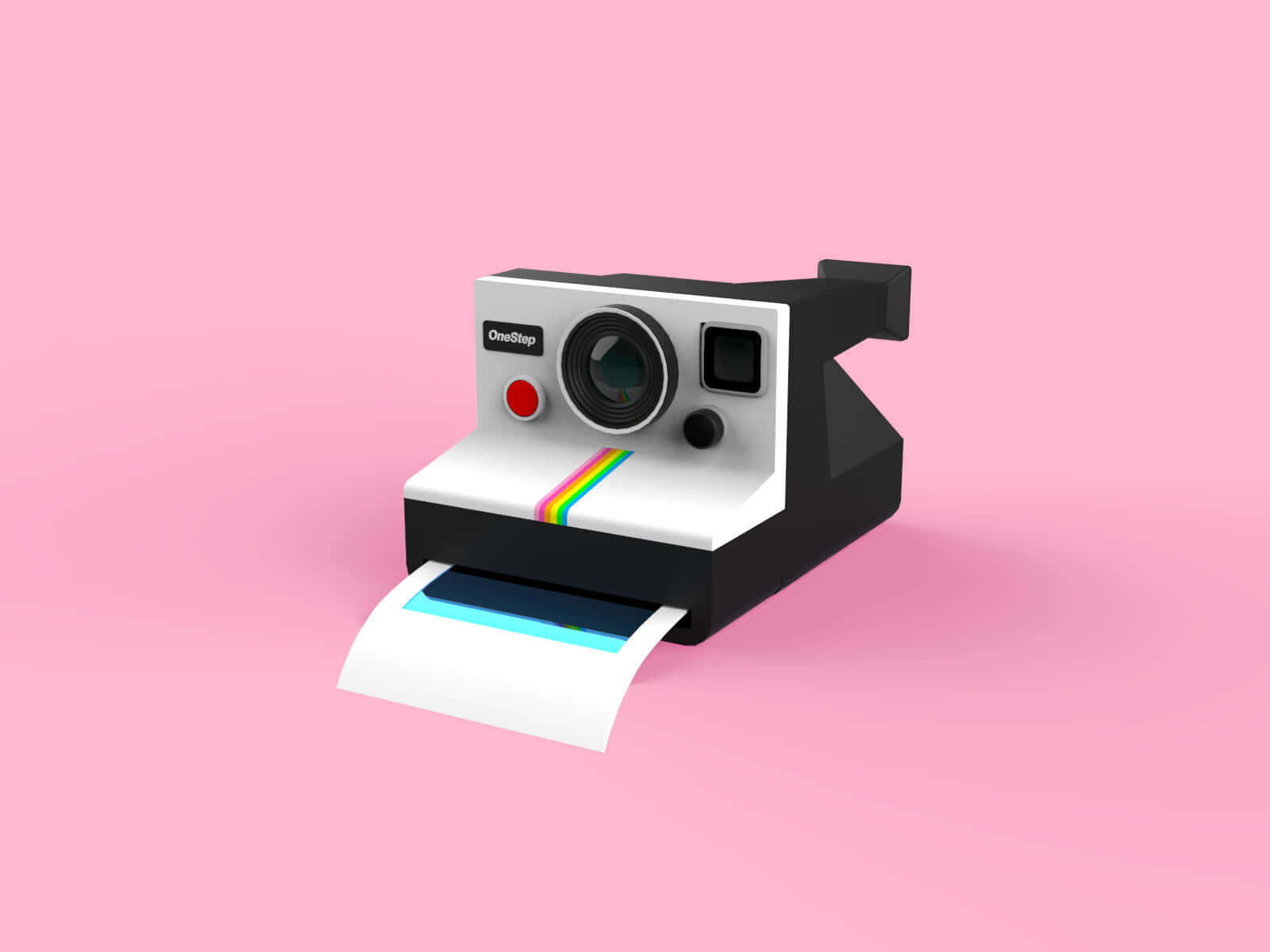 粉色3D模型拍立得相机图片 壁纸