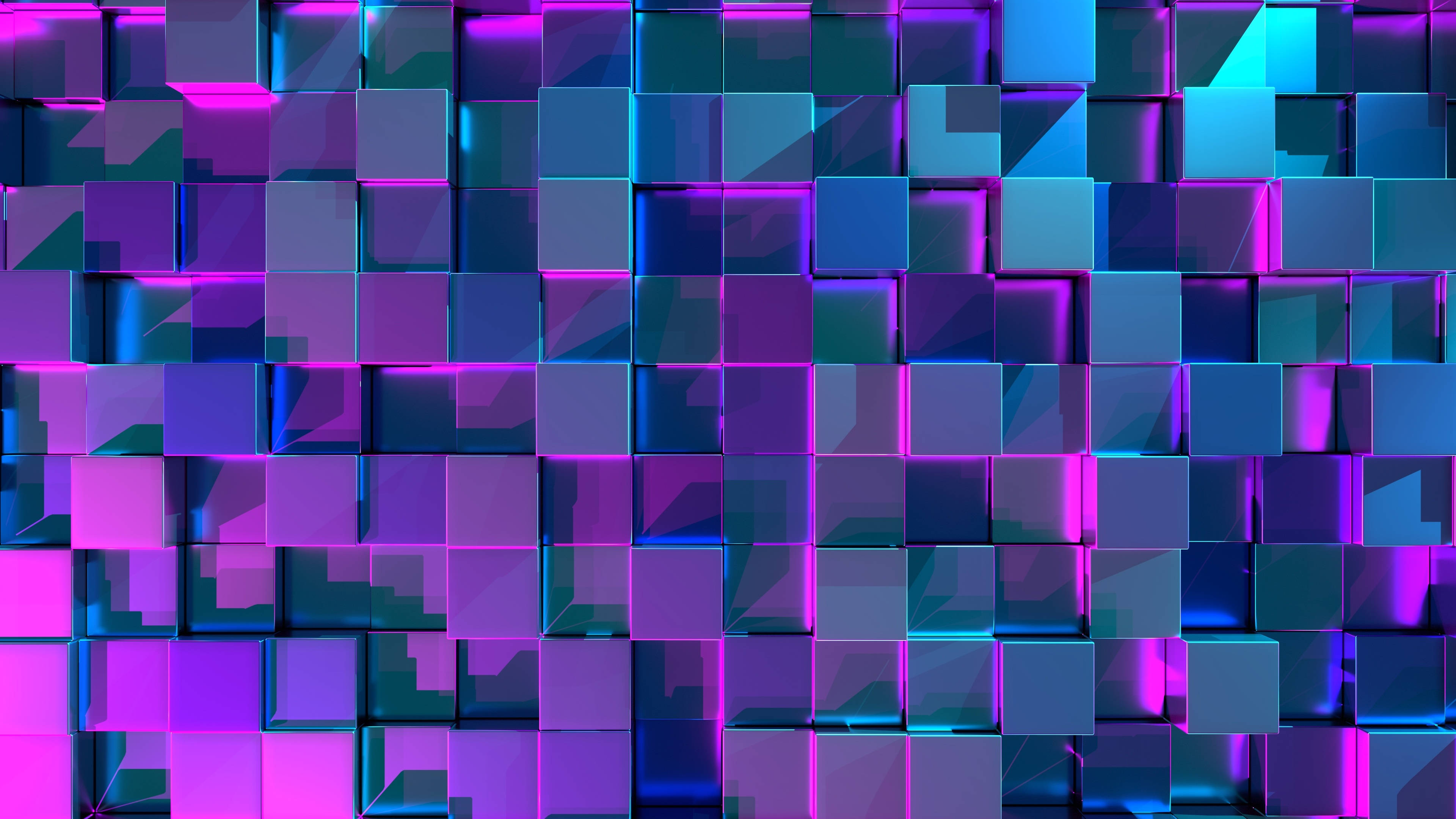 霓虹紫美学3D立方体 壁纸