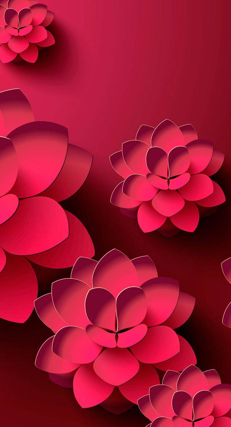 3D手机 品红色莲花 壁纸
