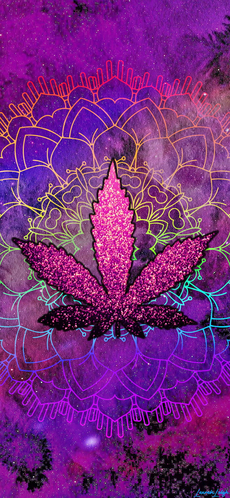 420紫色闪光大麻叶 壁纸