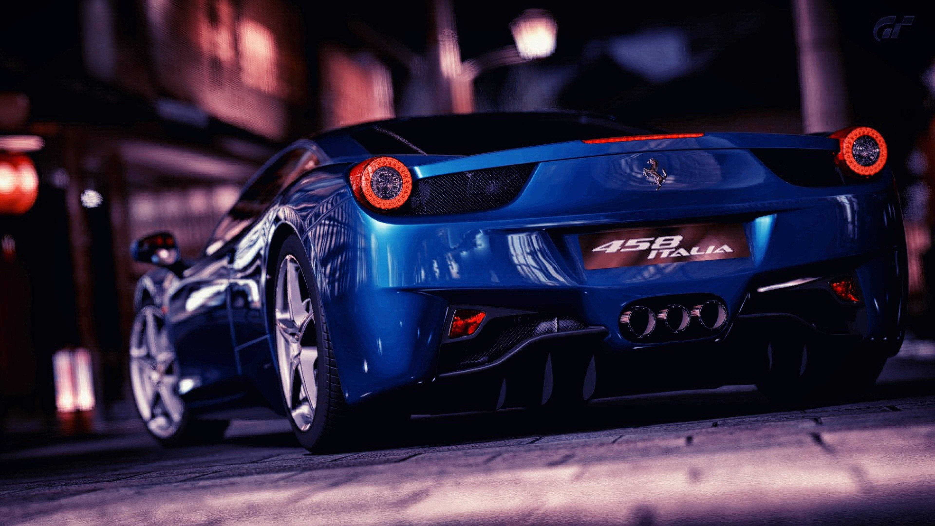 蓝色法拉利458 Italia 4K汽车壁纸 壁纸