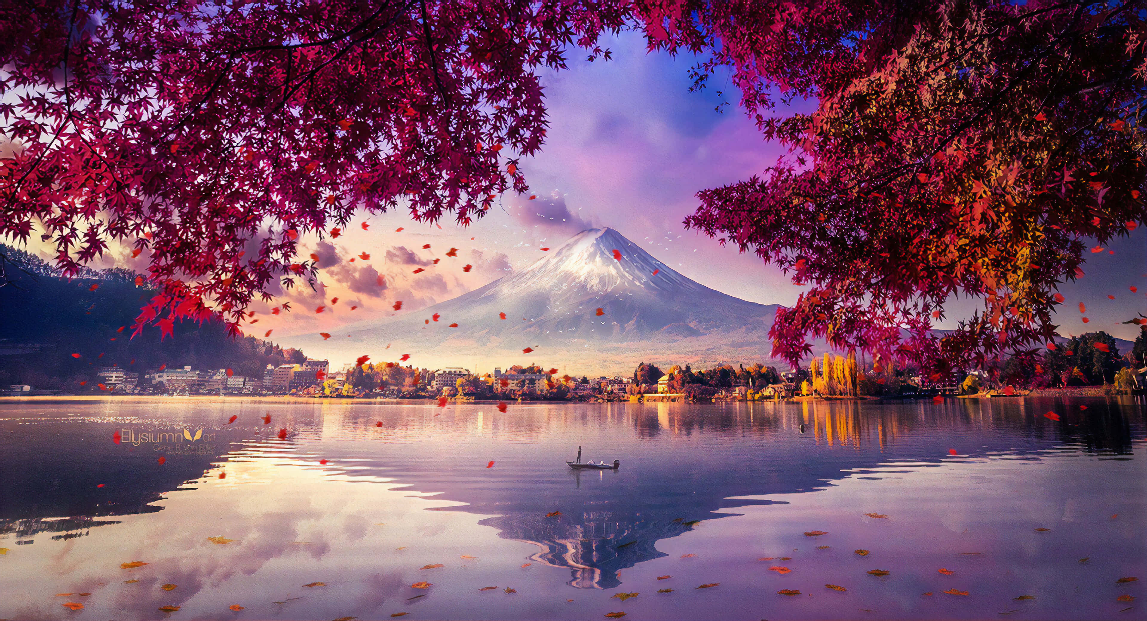 富士山湖景4K壁纸 壁纸