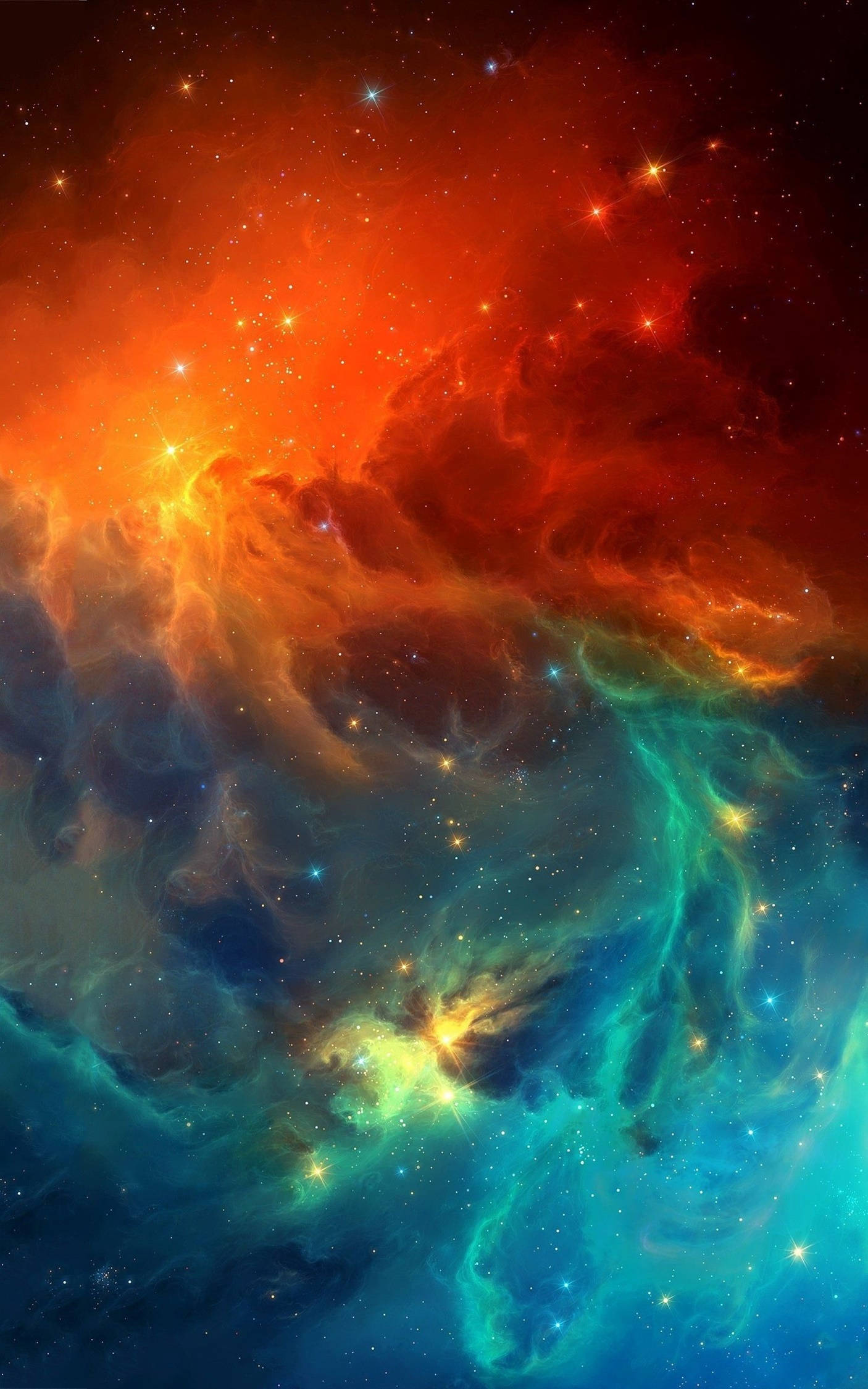 4K 安卓蓝红星云 壁纸