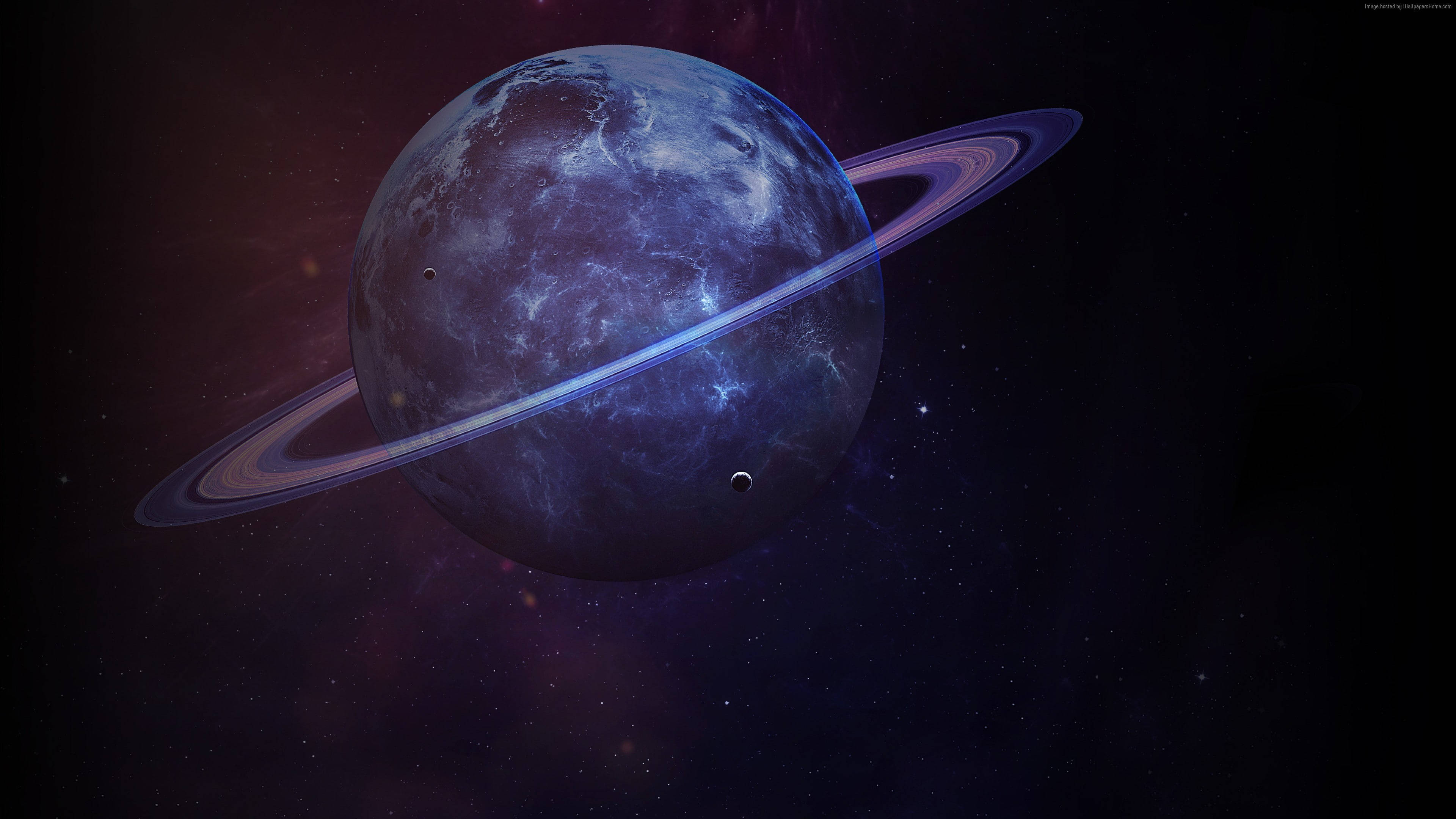 暗紫色土星4K 壁纸