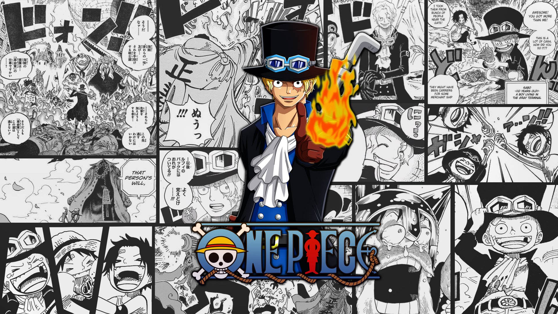海贼王 4K 萨博漫画艺术 壁纸