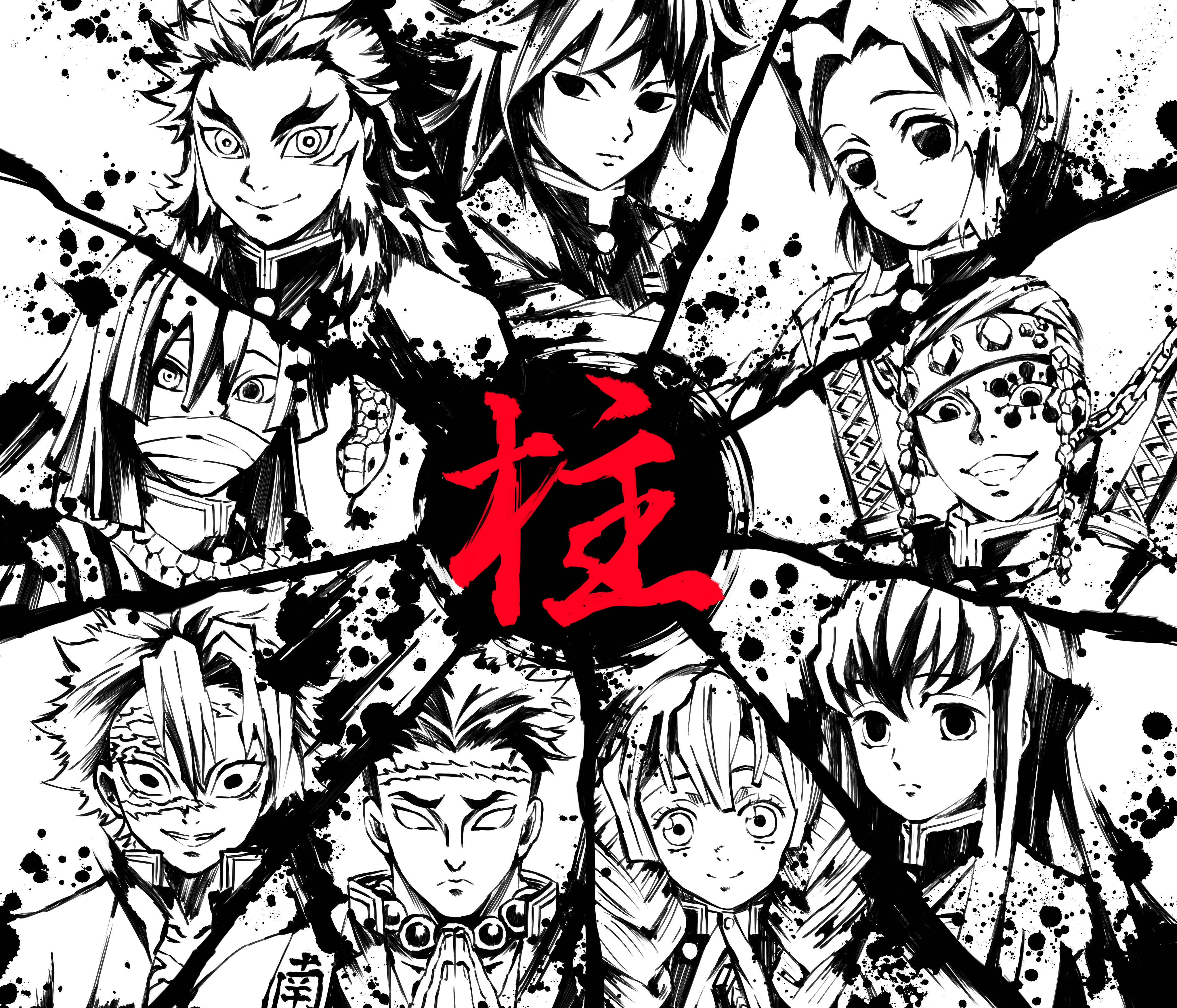 鬼灭之刃4k水墨飞溅 壁纸