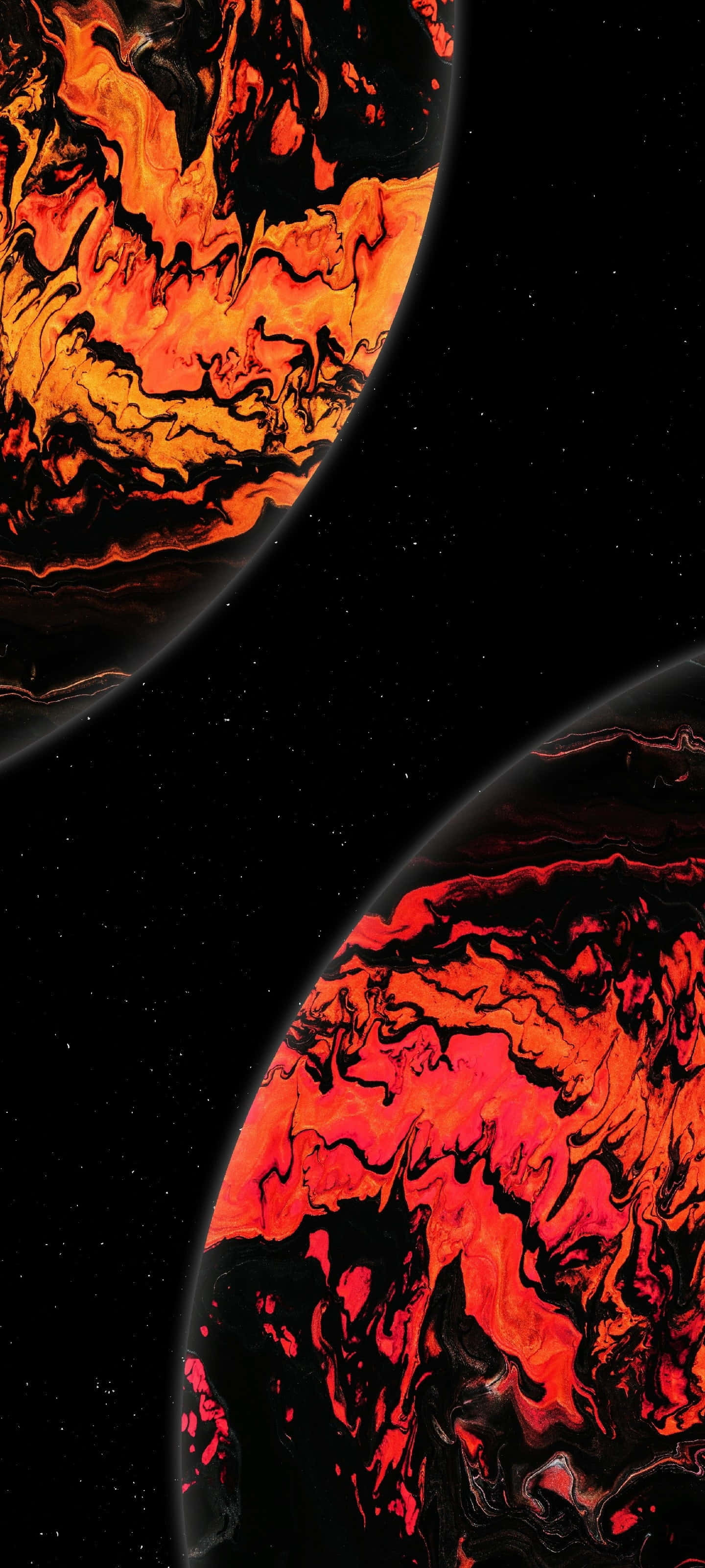 4K AMOLED背景 红色和黄色行星彼此靠近 壁纸