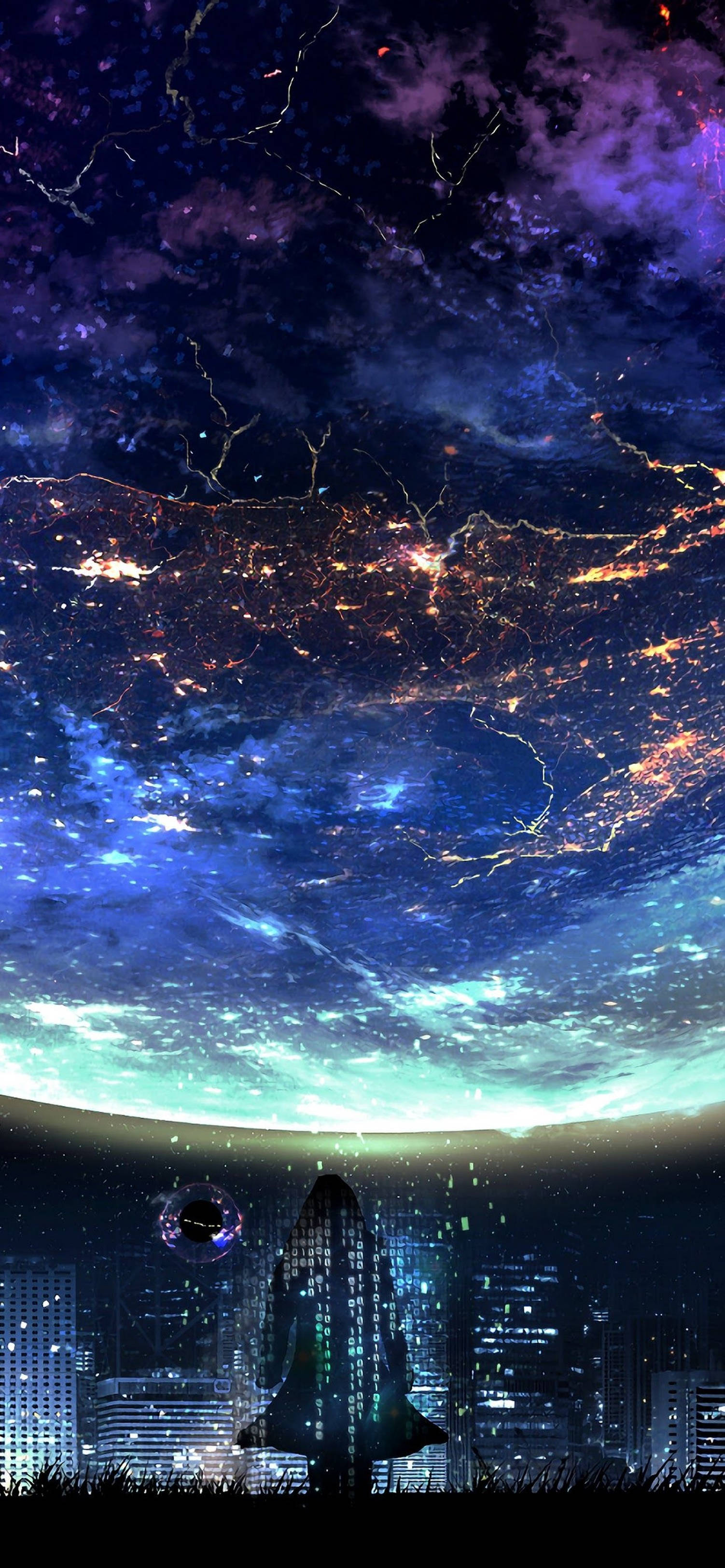 4K Anime iPhone 宇宙城市天空 — 4K 动漫 动图 壁纸