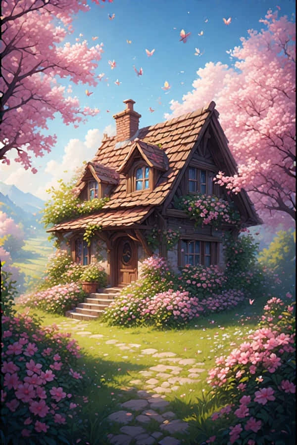 春日小屋与花园 快乐自然 4K 壁纸