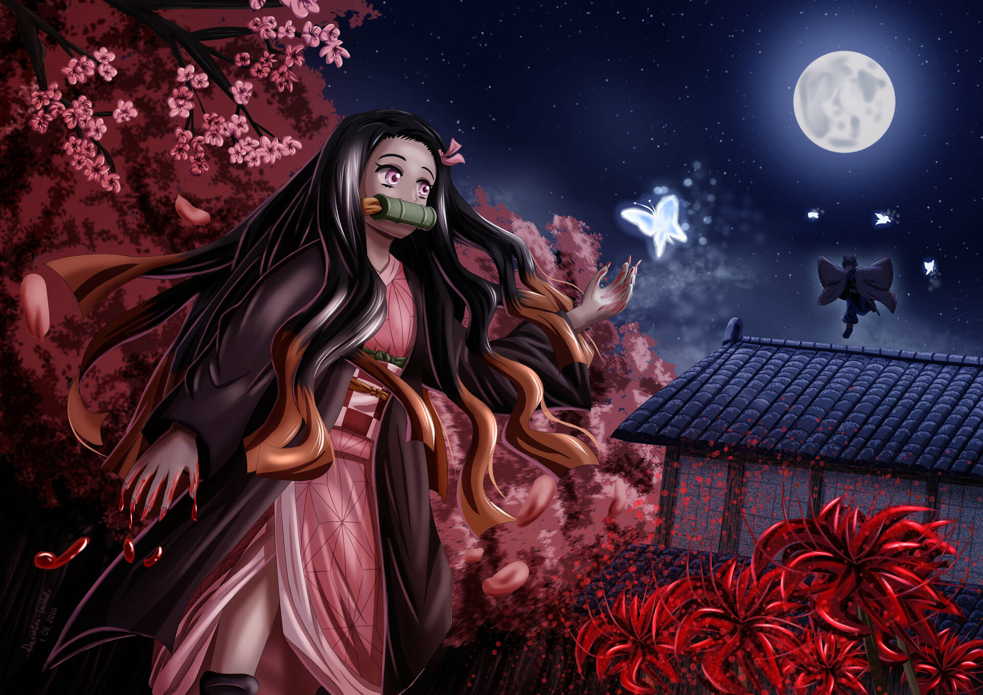 美丽鬼灭之刃祢豆子4K图像 壁纸