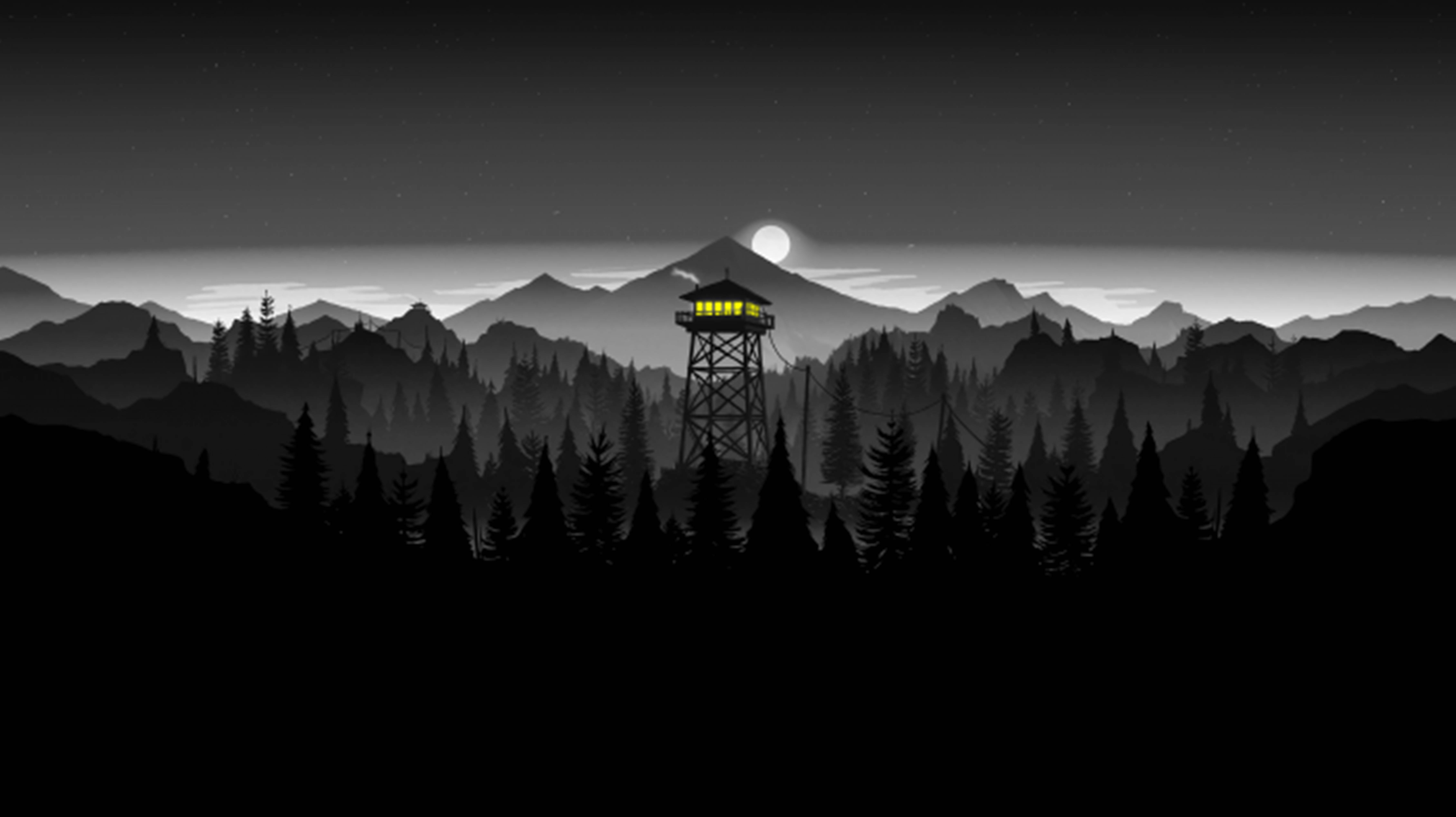 4K Firewatch 黑色山脉与森林 壁纸