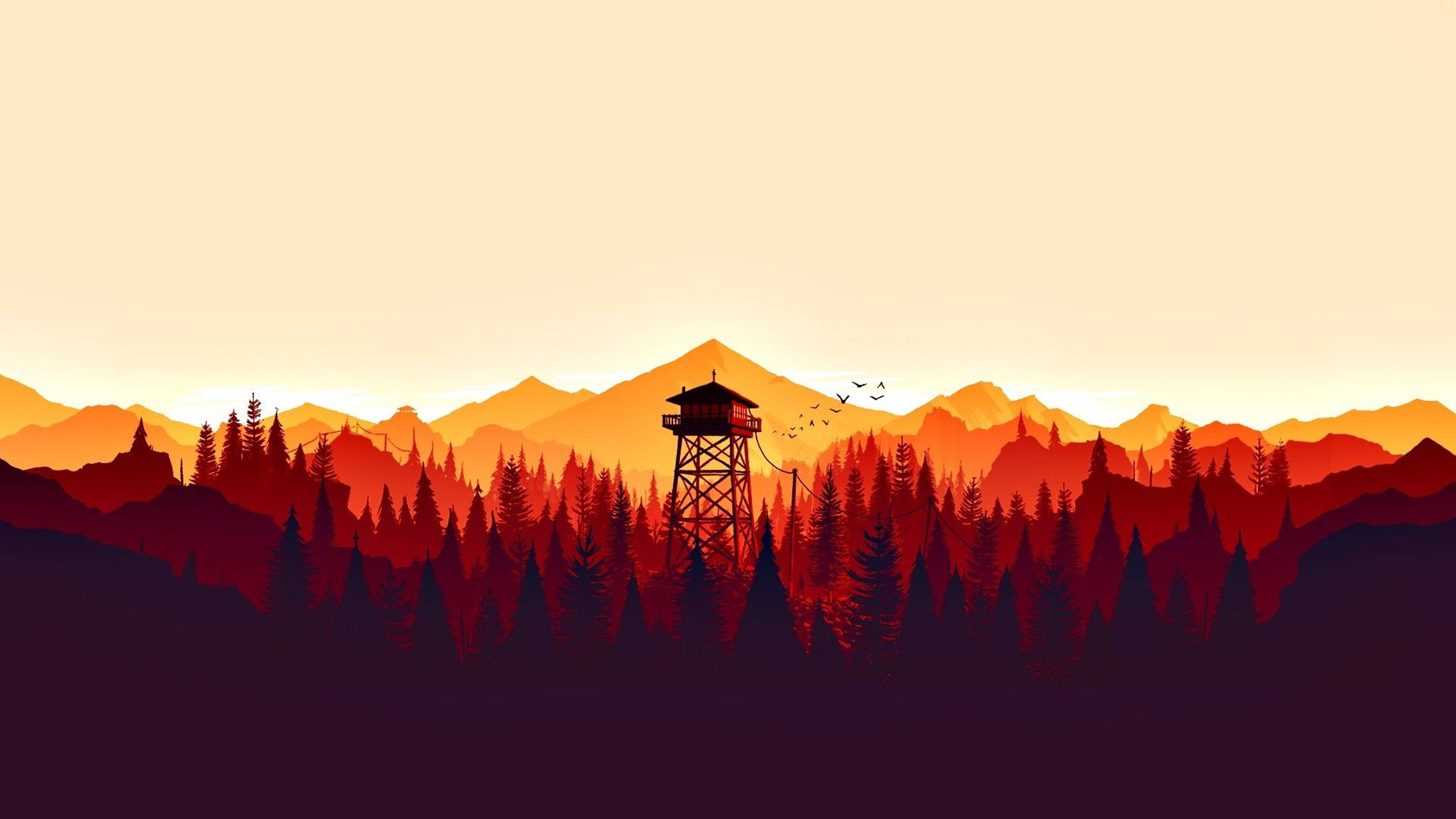4K Firewatch 活力橙山 壁纸