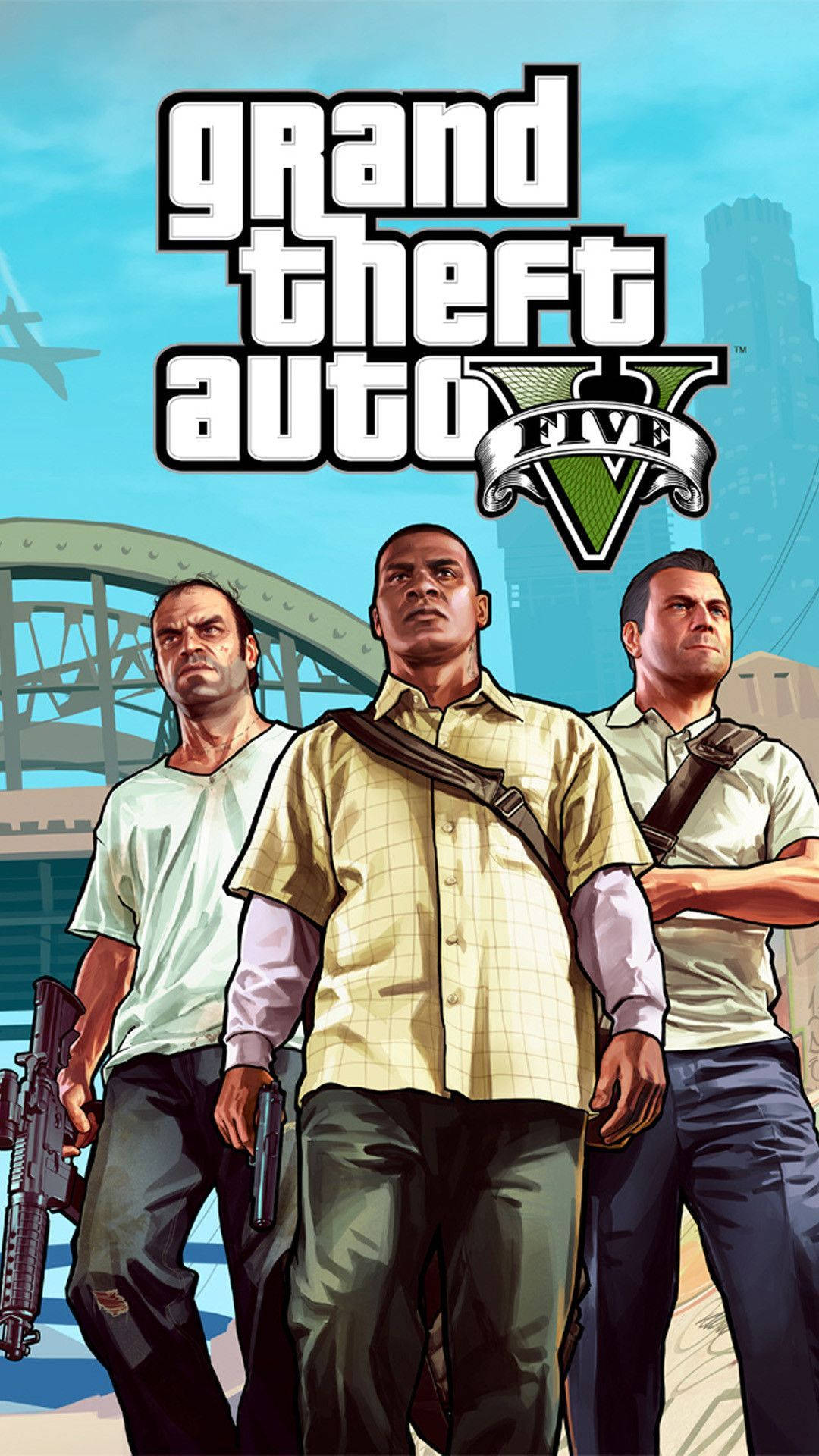 4K GTA 5 崔佛·菲利普斯、富兰克林·克林顿与麦克·迪圣塔手机壁纸 壁纸