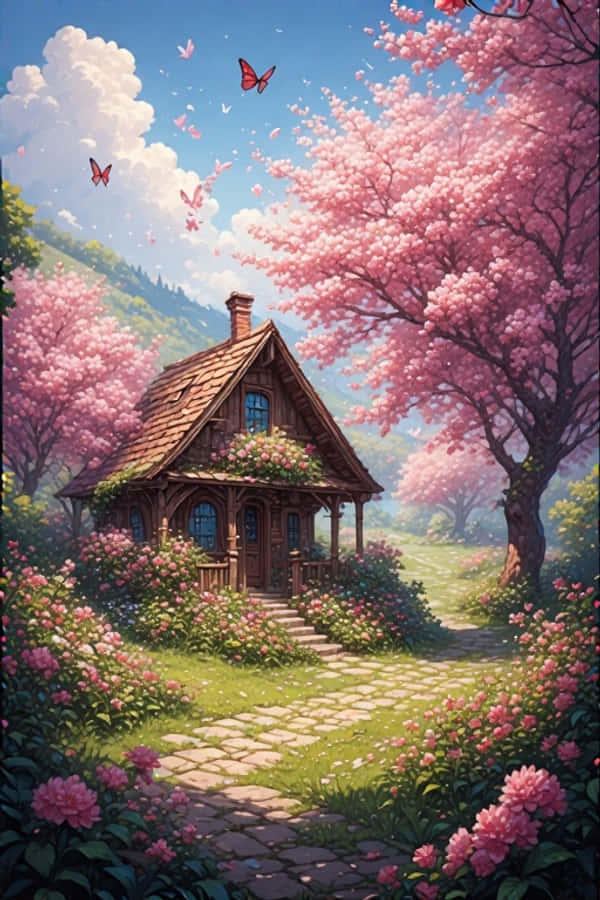 春日小屋与花园 快乐自然 4K 壁纸