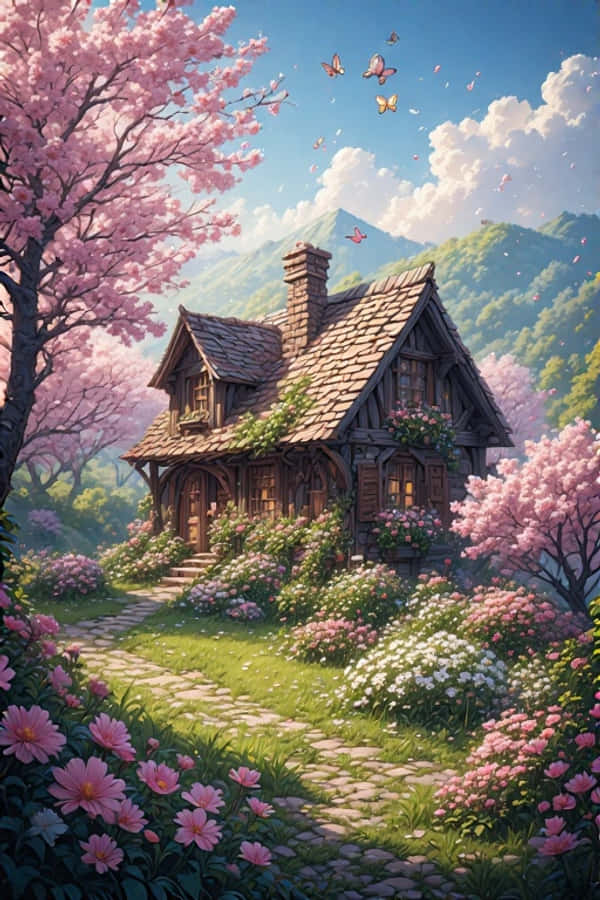 春日小屋与花园 快乐自然 4K 壁纸