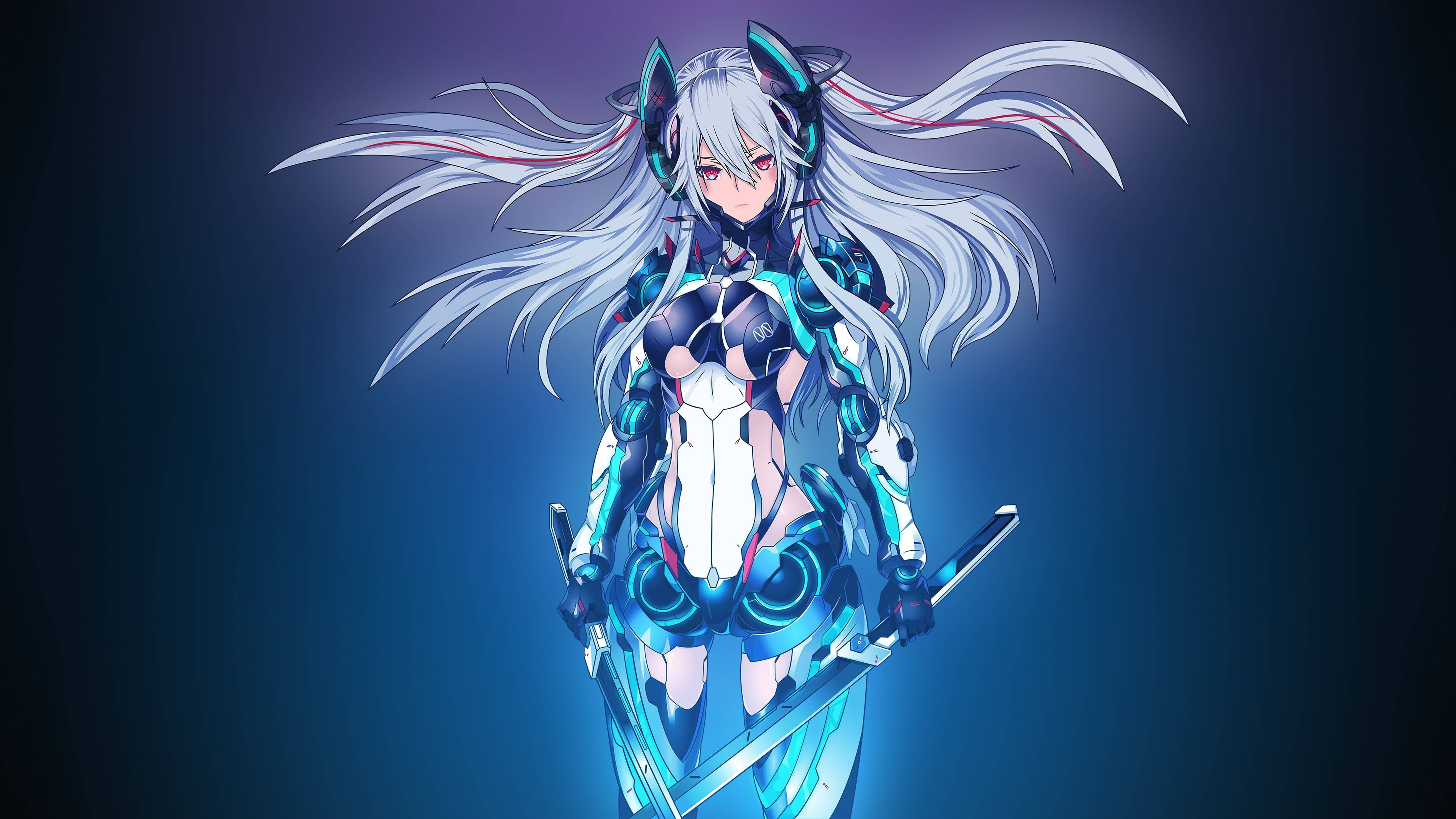 4K PFP 机械蓝发女郎 壁纸