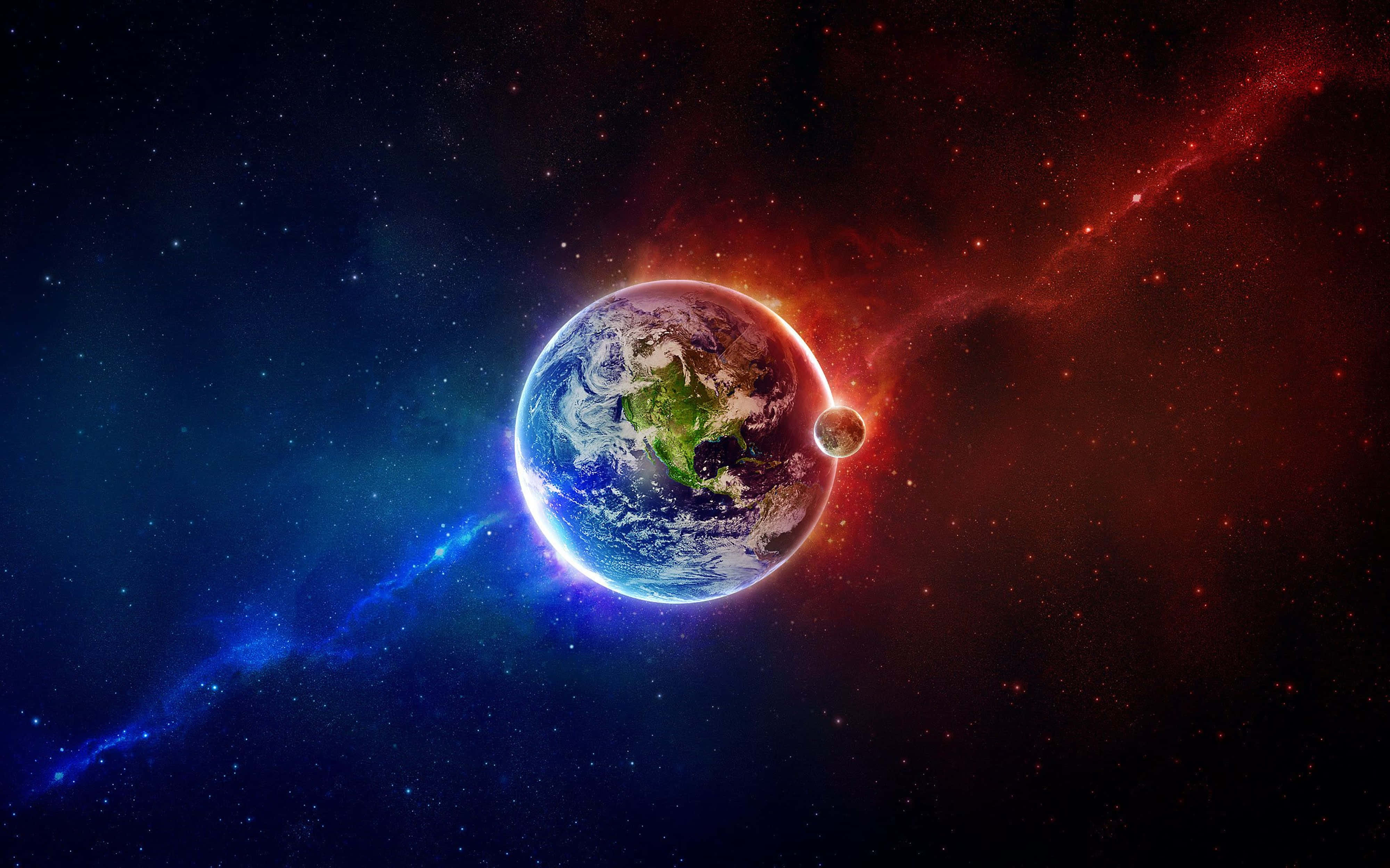 4K 宇宙中的地球侧面 壁纸