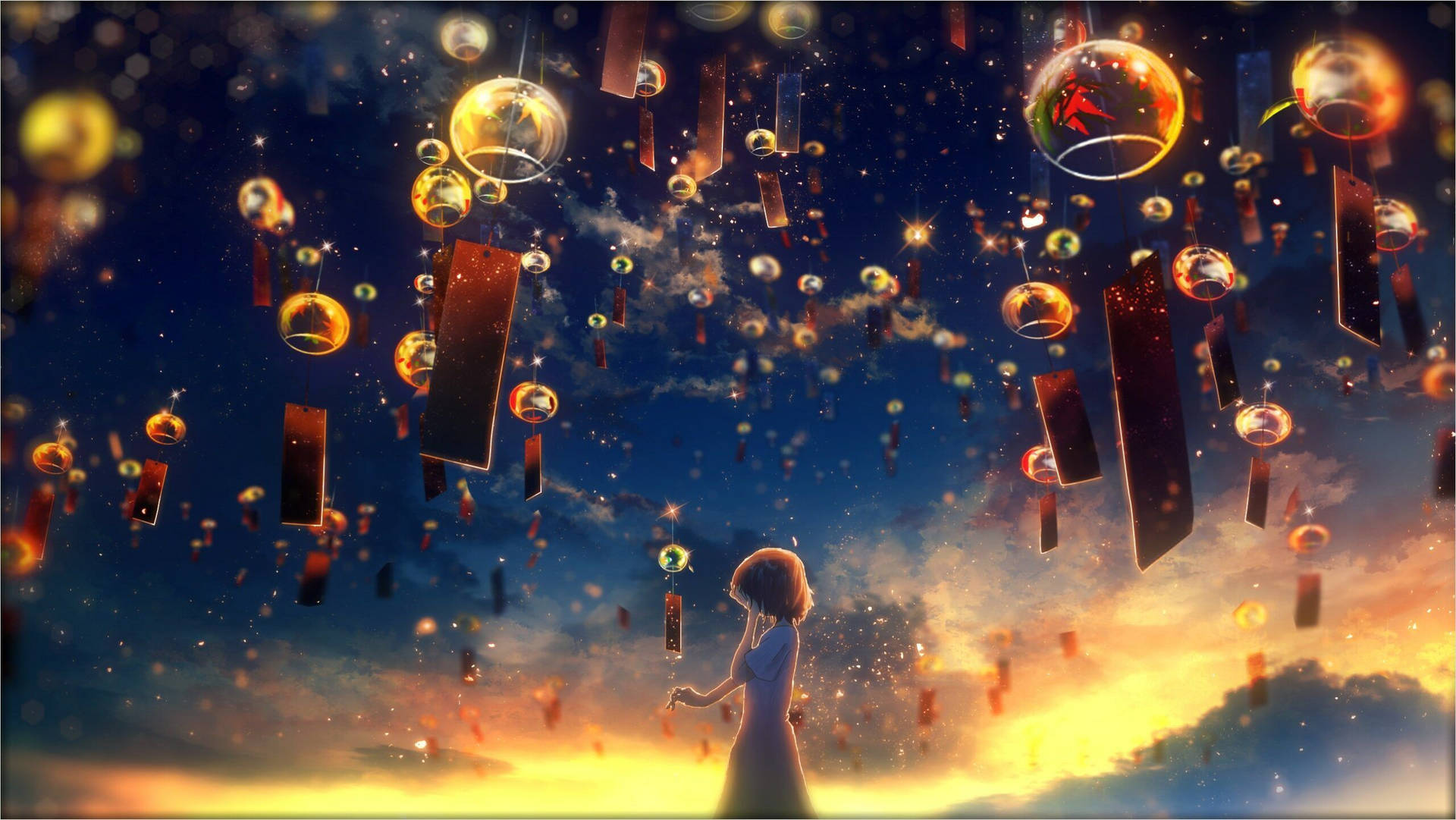 4K 天空中的移动灯笼 — 4K 动漫 动图 壁纸