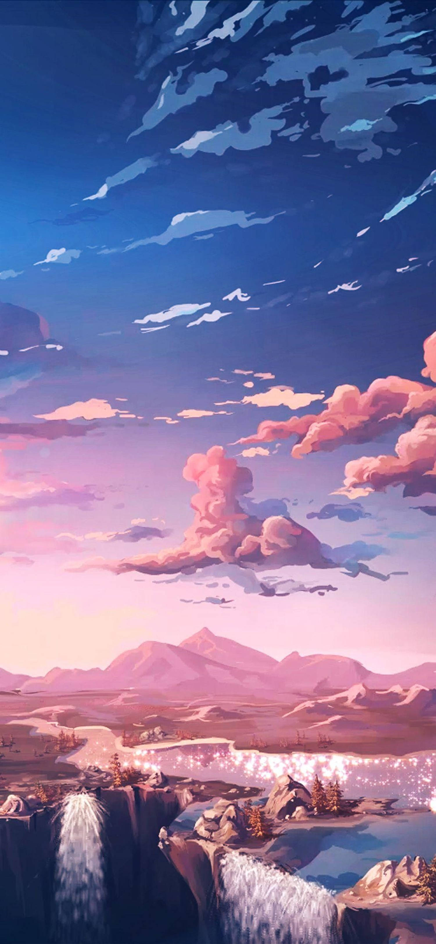 4K动漫iPhone粉色天空风景 壁纸