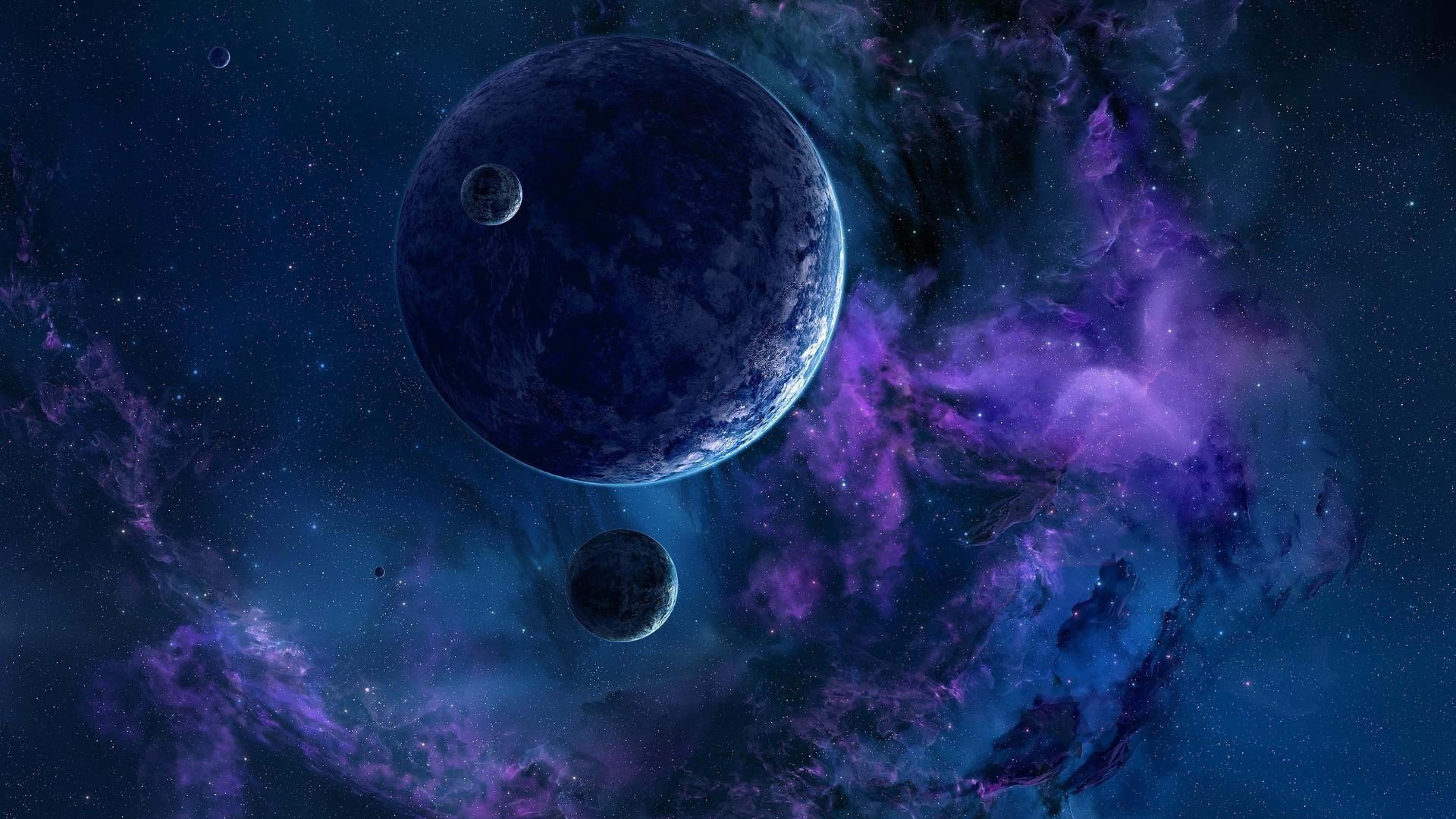 4K宇宙行星与气体星云 壁纸