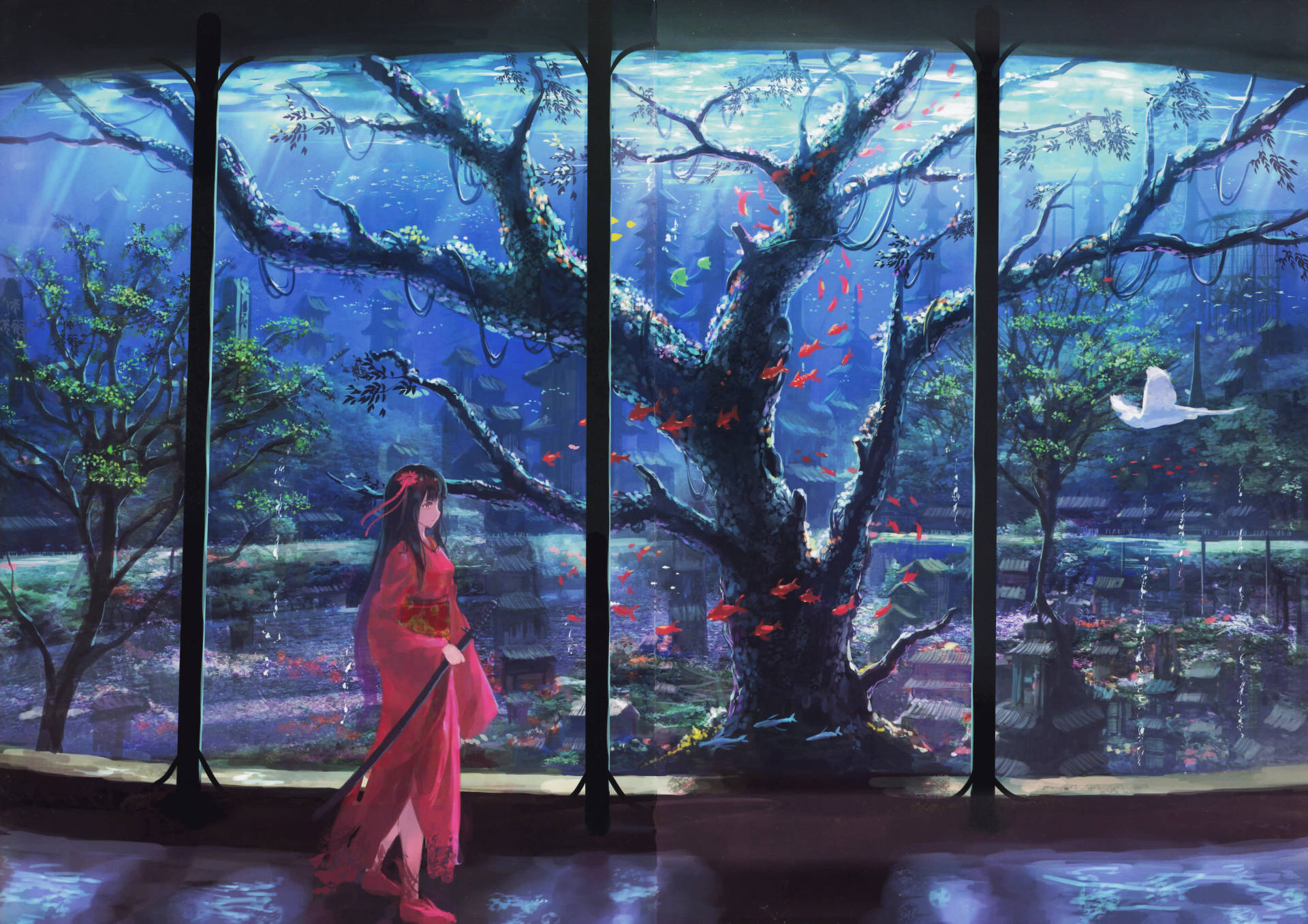 8K动漫和服与水族馆