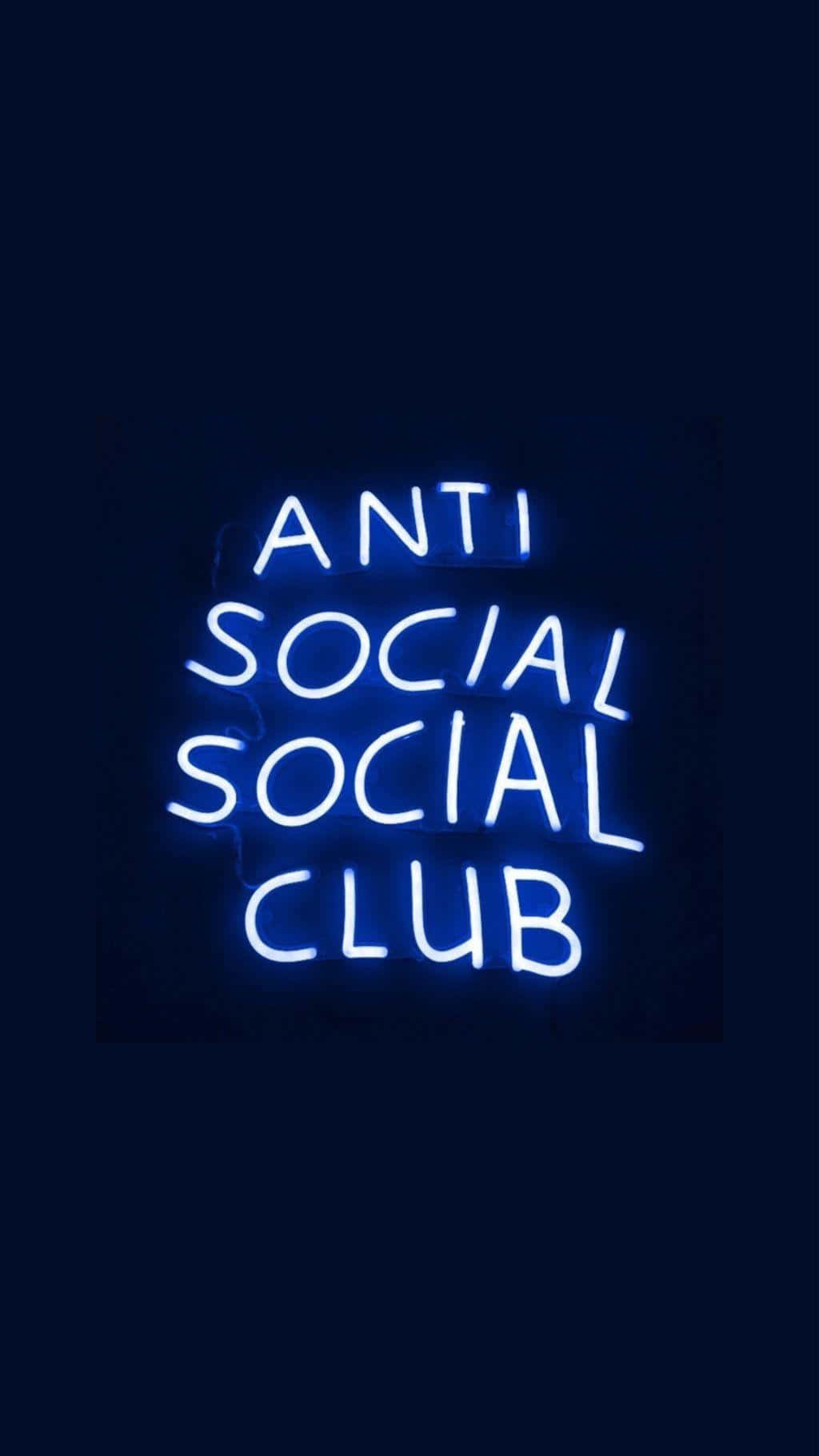 Anti Social Club 霓虹蓝标牌 iPhone 壁纸