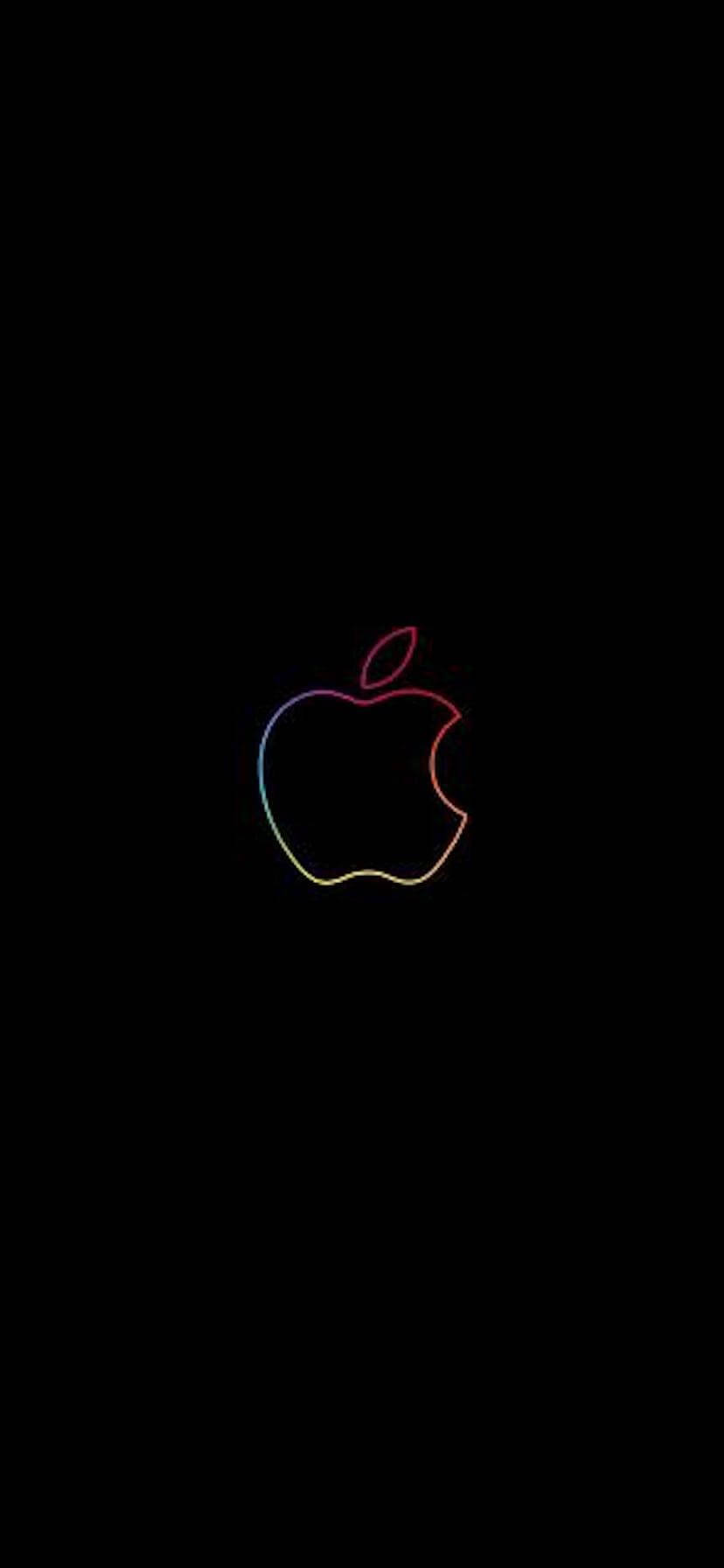 带有鲜艳彩虹边缘的Apple iPhone XR 壁纸