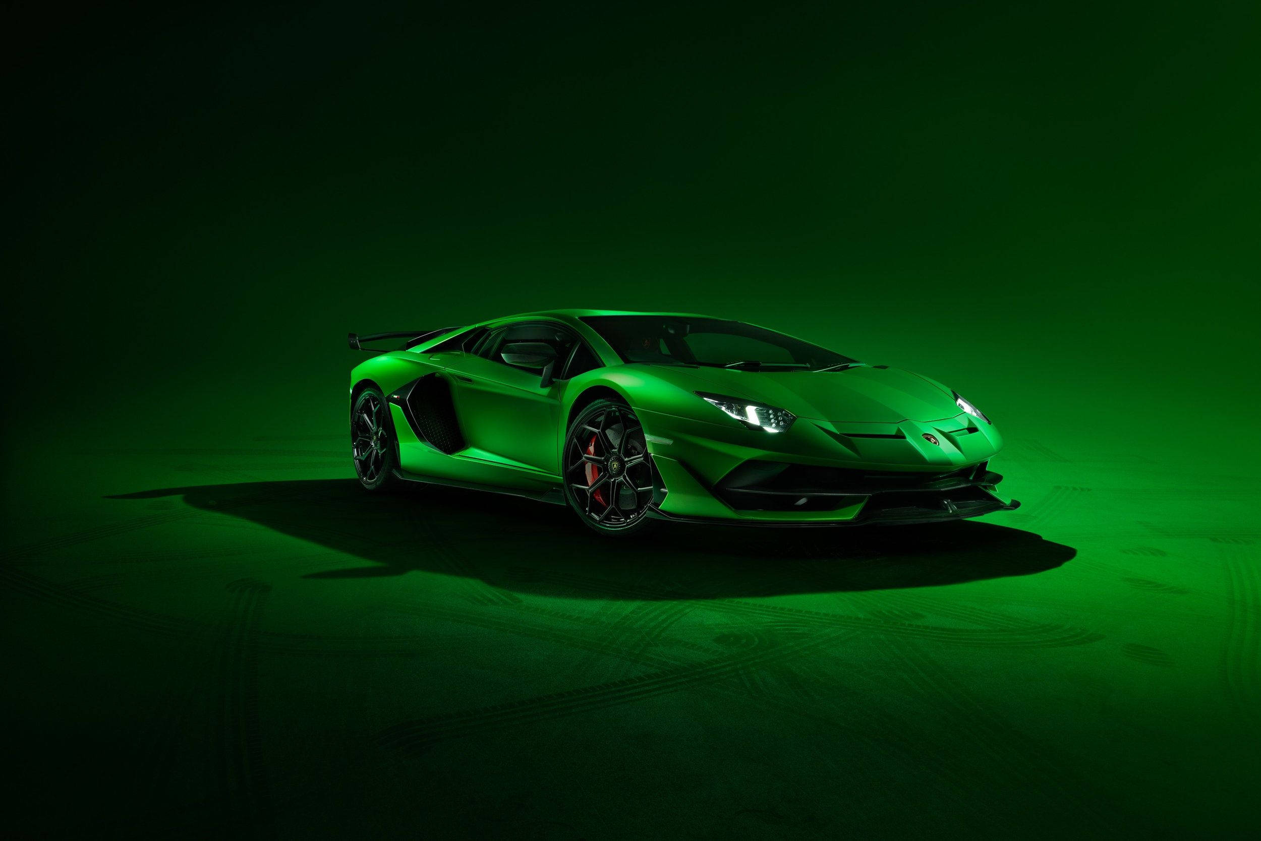 绿色兰博基尼Aventador超级跑车 壁纸