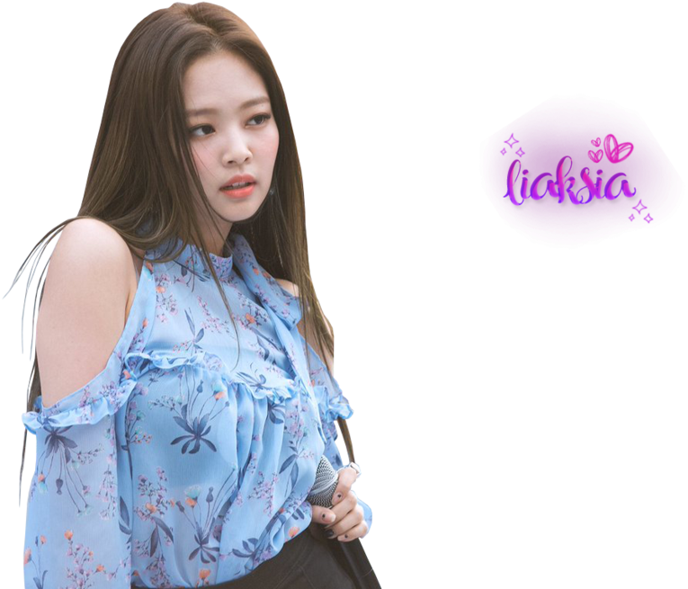 Blackpink成员蓝色花卉上衣 壁纸