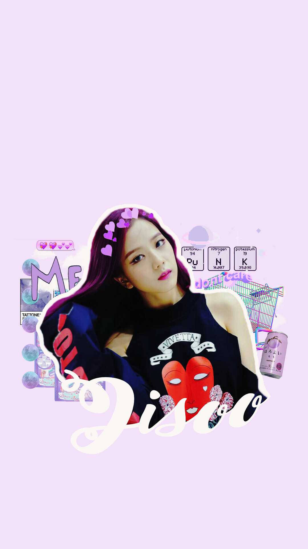 韩国女团 Blackpink 成员 Jisoo 展示紫色剪贴簿艺术 壁纸