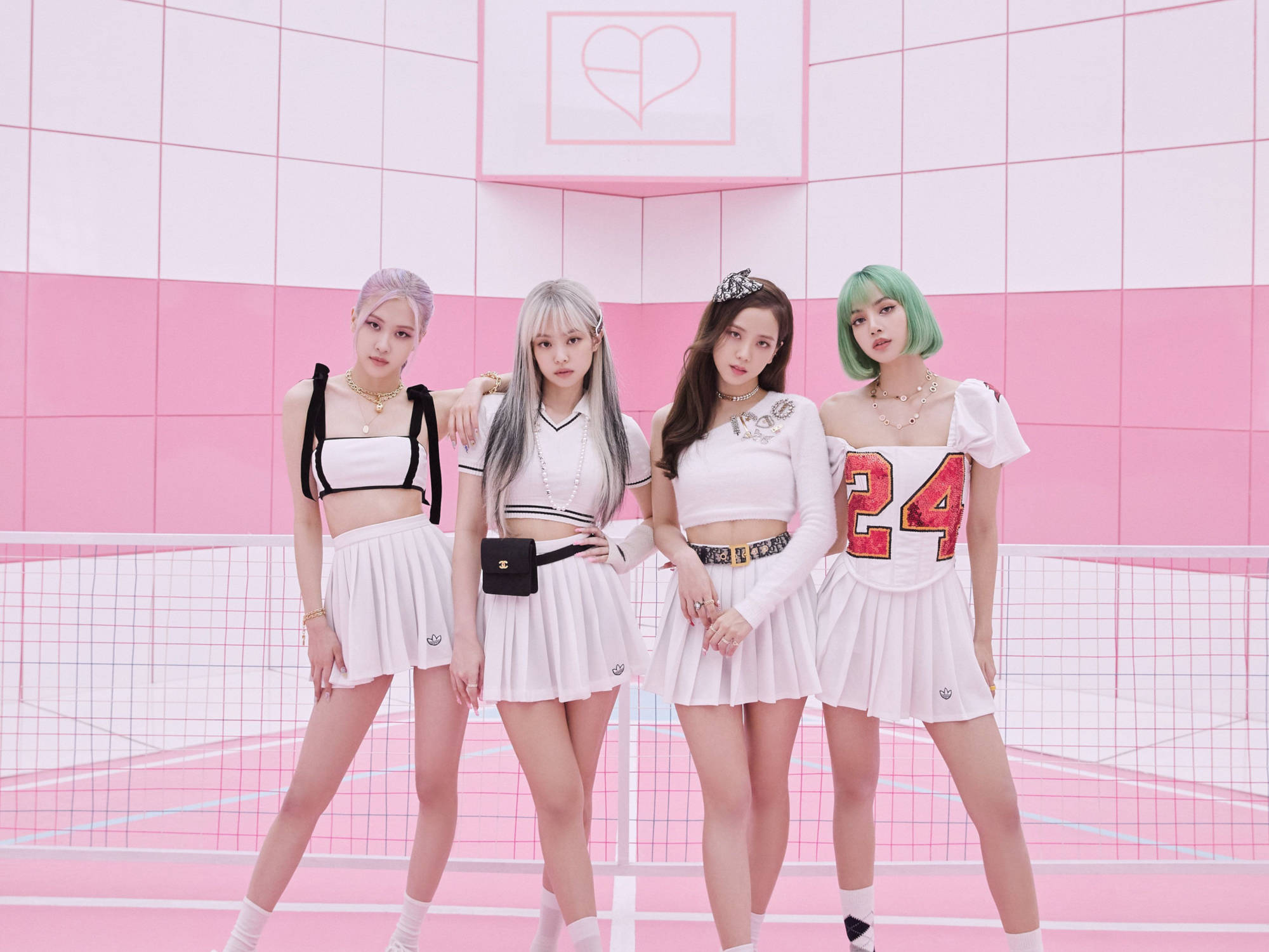 身穿网球服的BLACKPINK成员桌面壁纸 壁纸