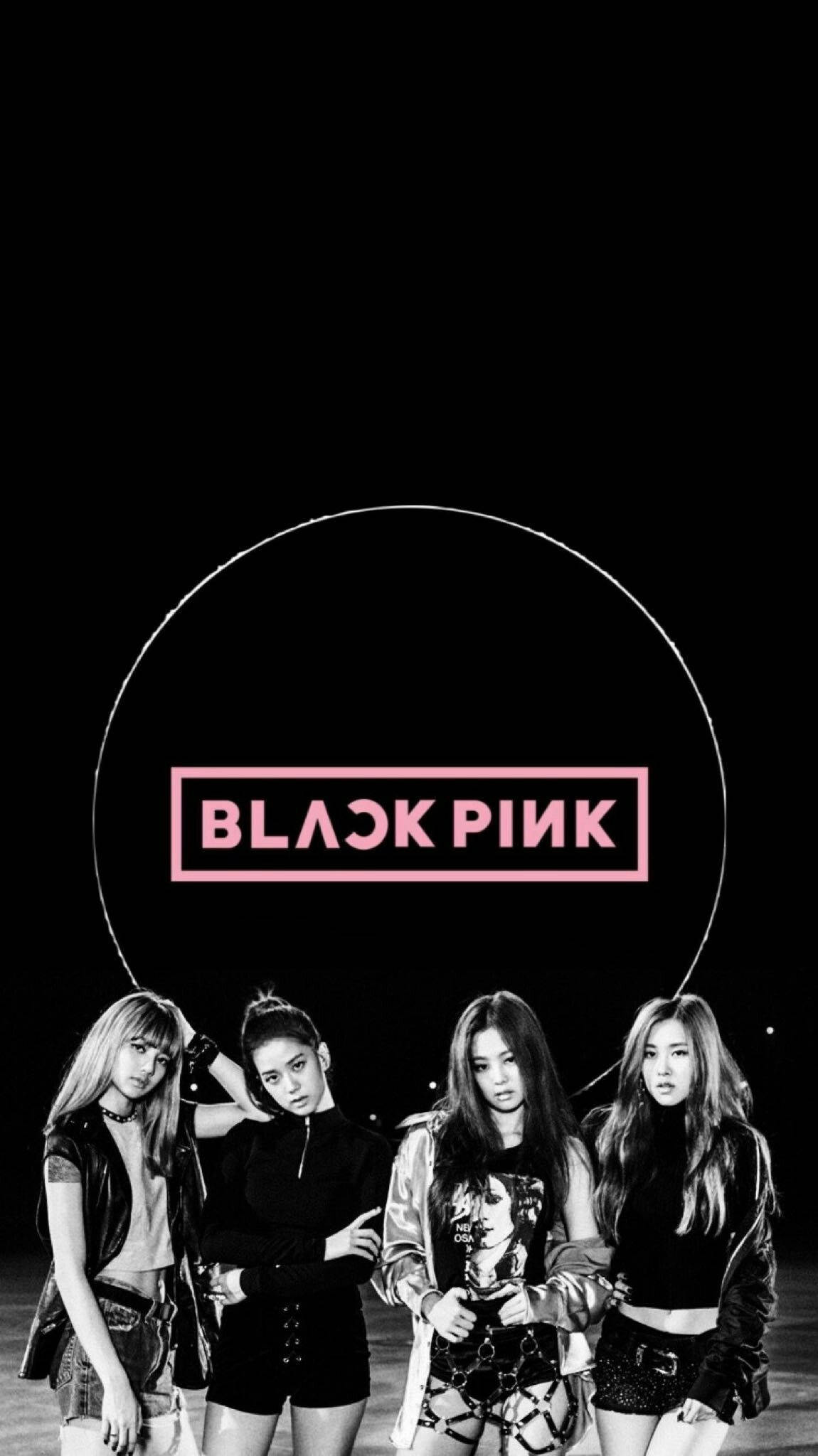 Blackpink成员与标志性圆环Logo 壁纸
