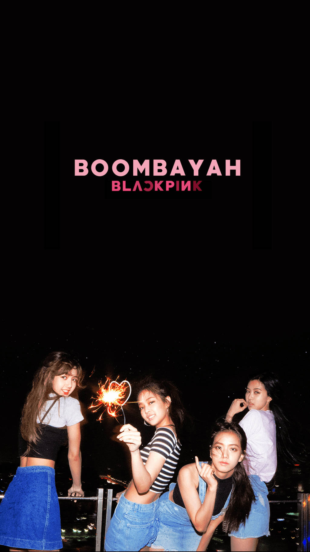 Blackpink女孩之夜壁纸，带有Boombayah Blackpink文字