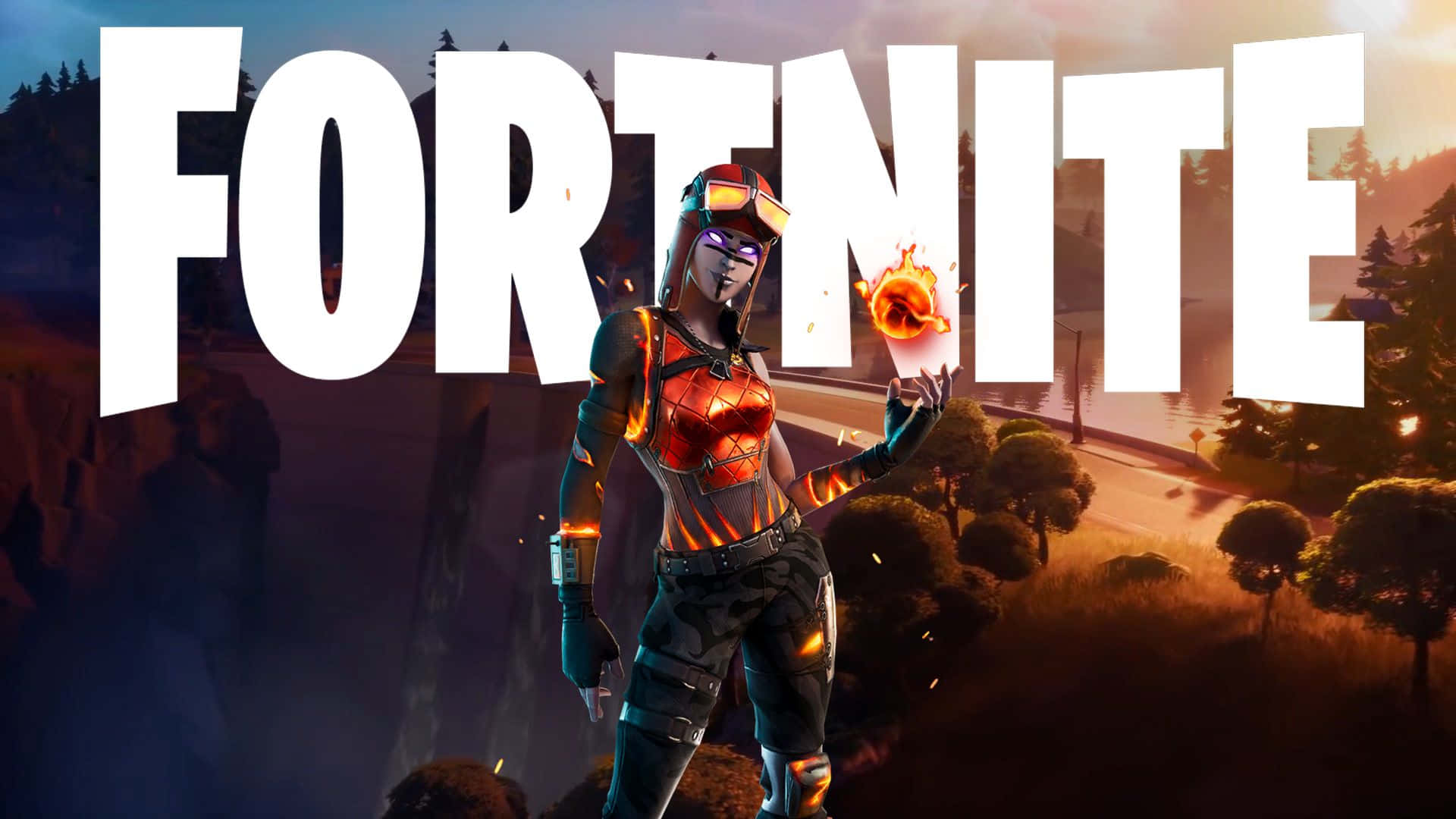 Blaze Fortnite 皮肤与 Fortnite 标志 壁纸