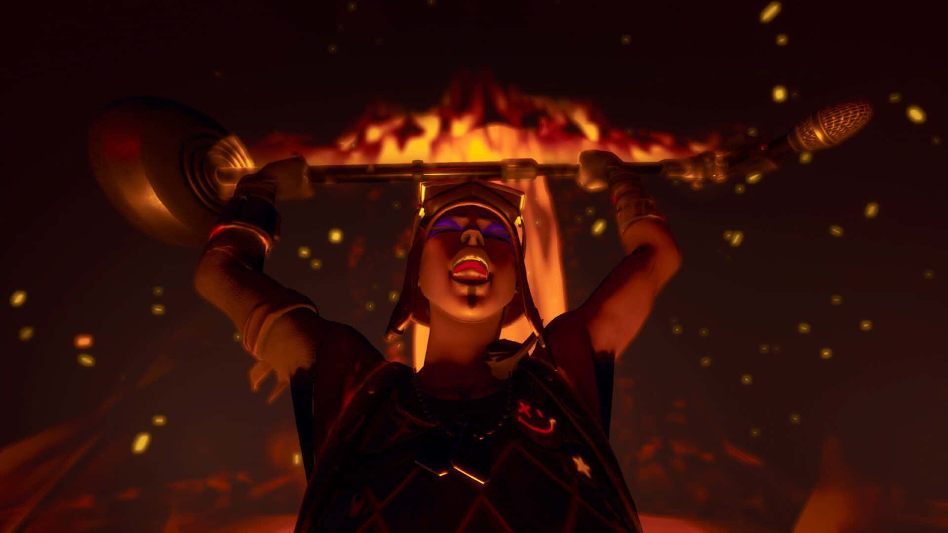 Blaze Fortnite皮肤举起麦克风架 壁纸
