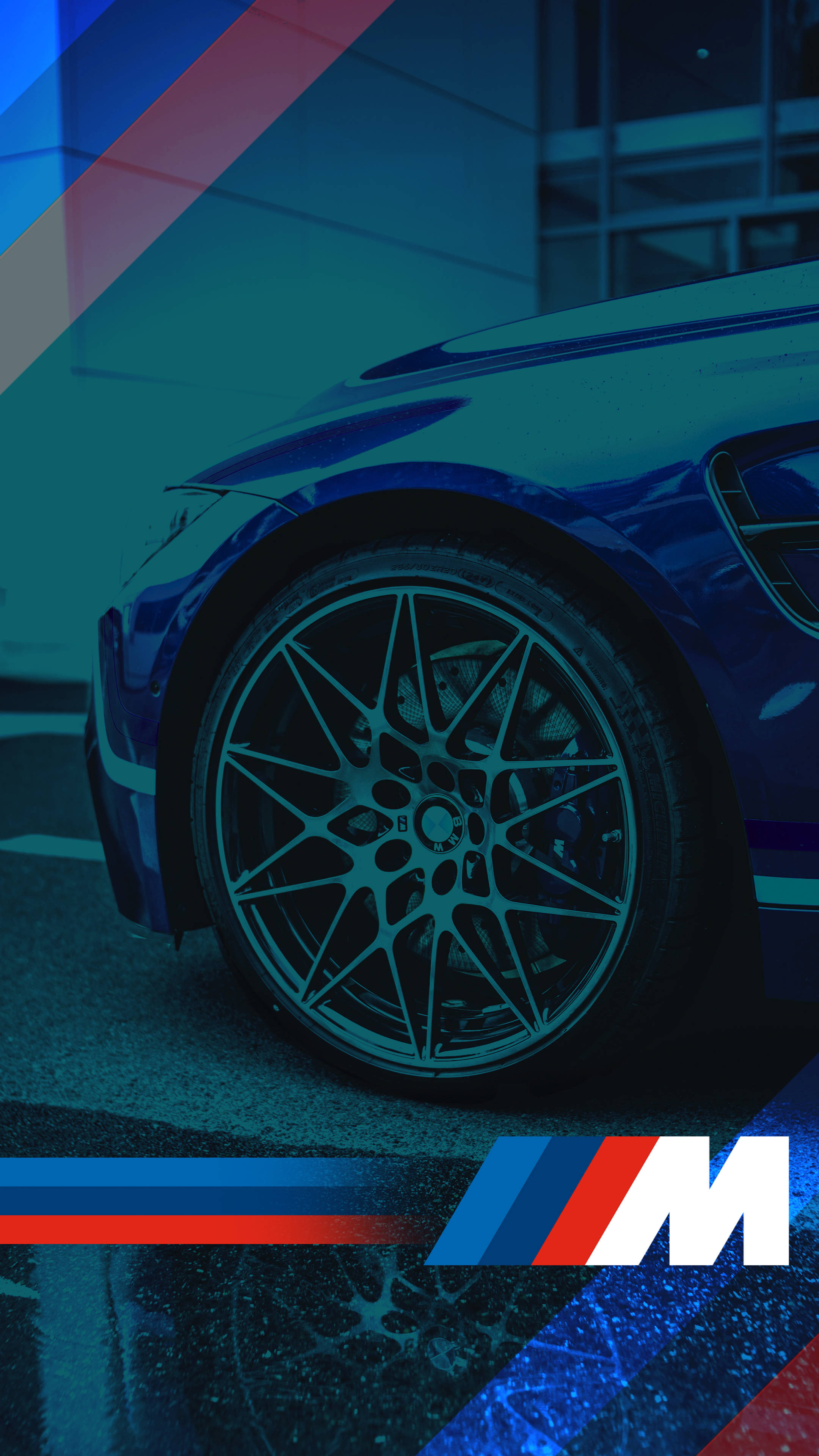 蓝色汽车轮胎 BMW M 标志 壁纸