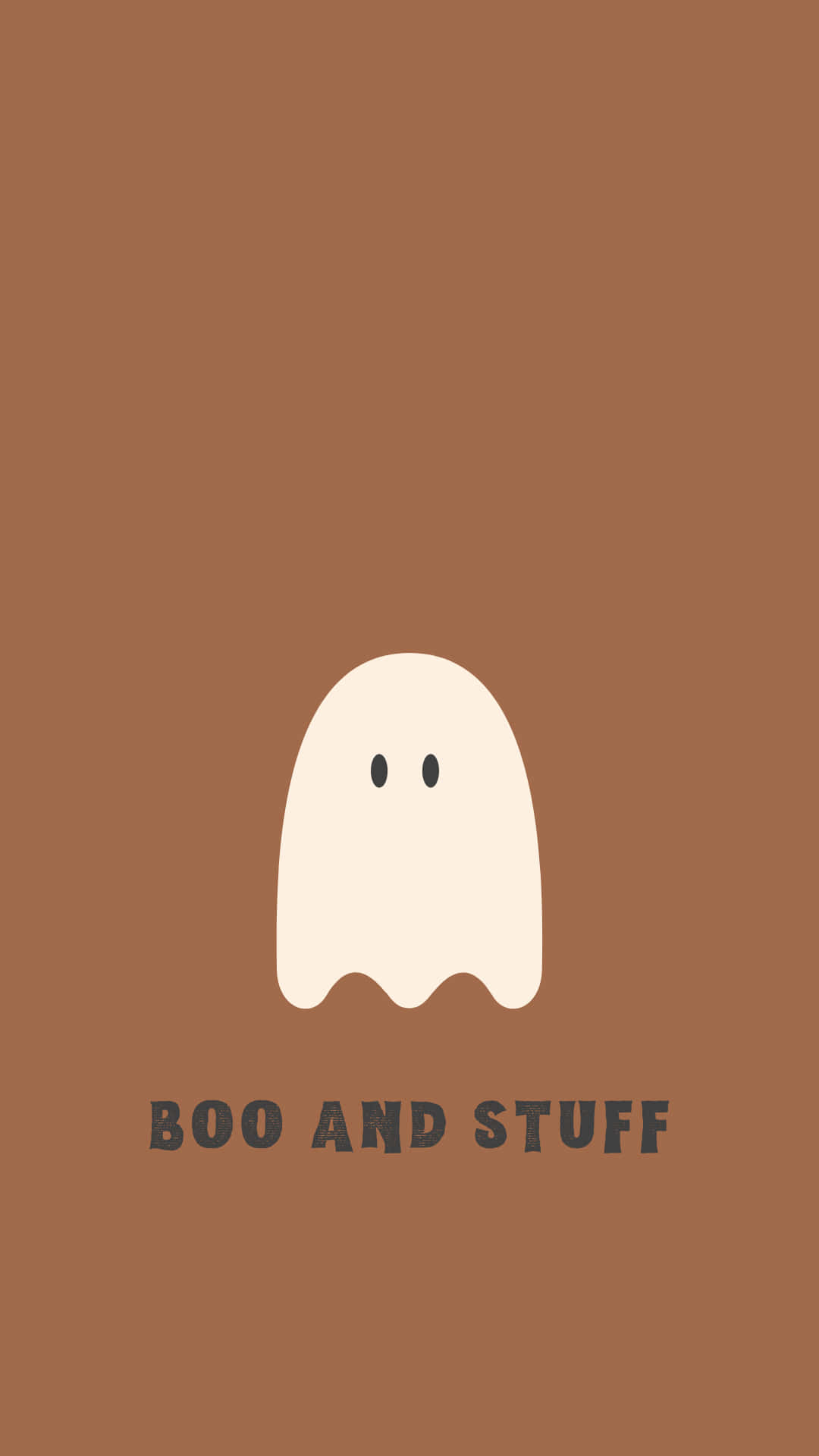 Boo And Stuff 棕色背景上的鬼魂与文字 壁纸