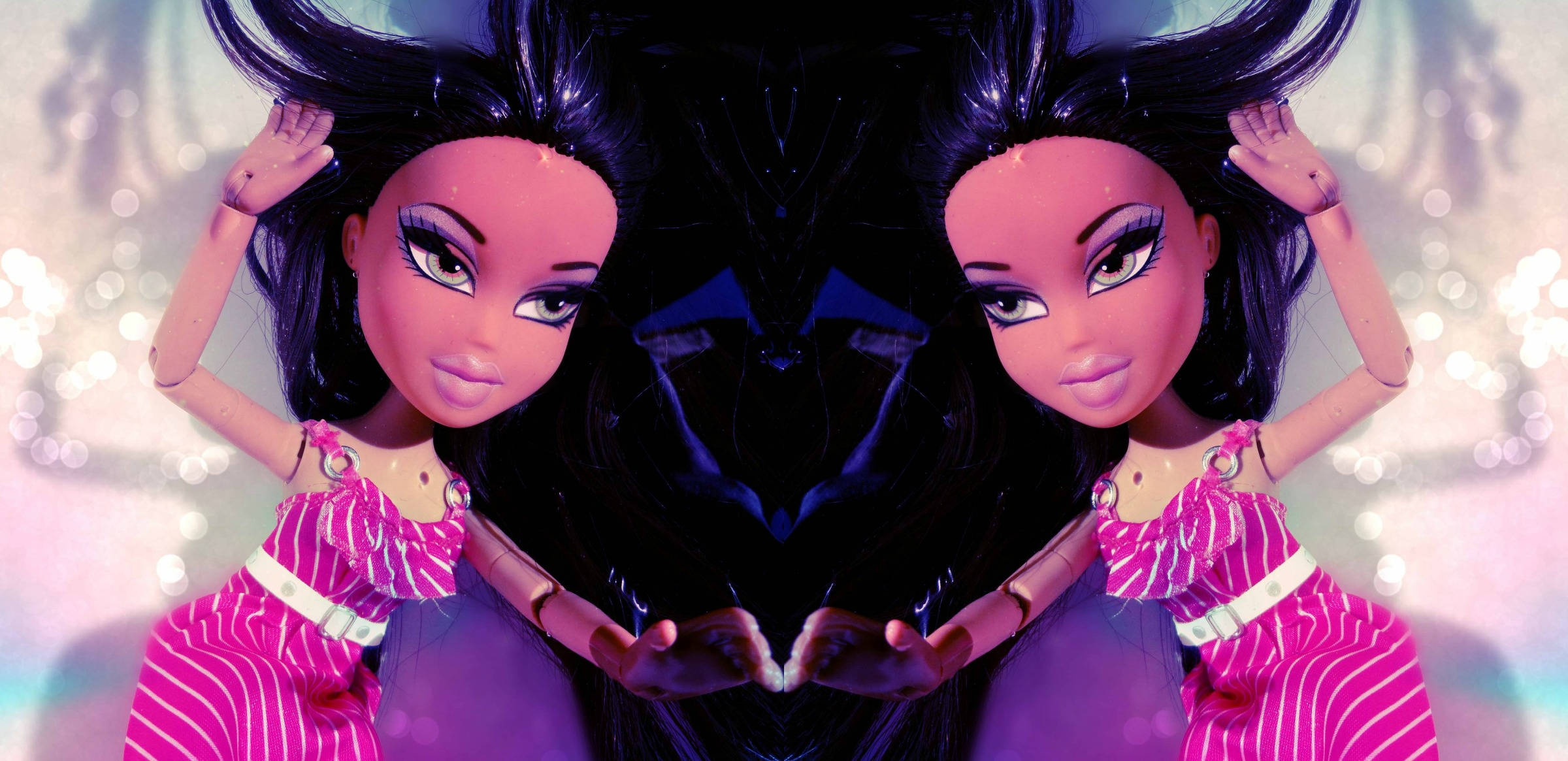 Bratz 美学娃娃身着粉色连衣裙 壁纸